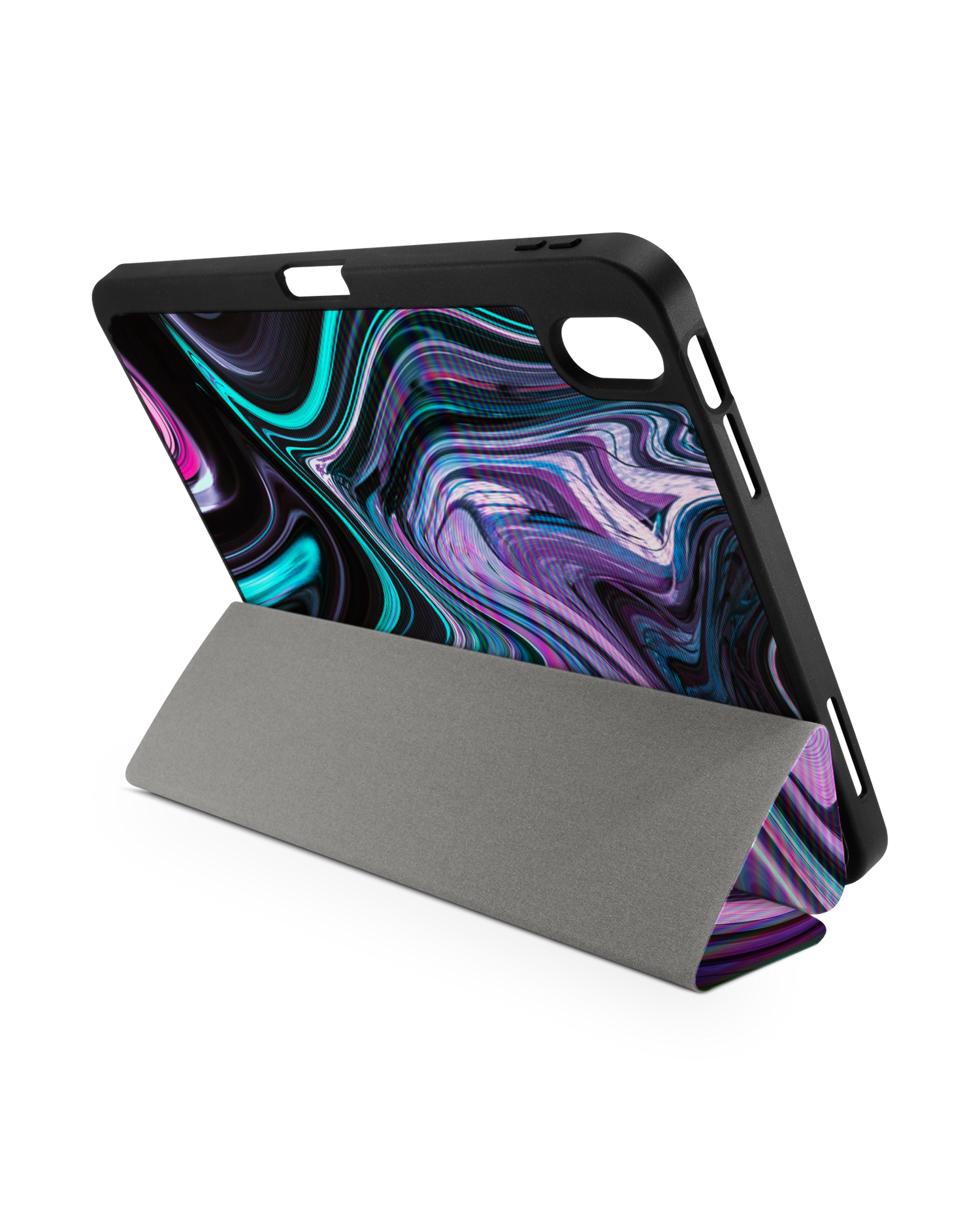 Digital Swirl iPad Case with Pencil Holder for Apple iPad (10th Generation): Set up in landscape format (back view)
