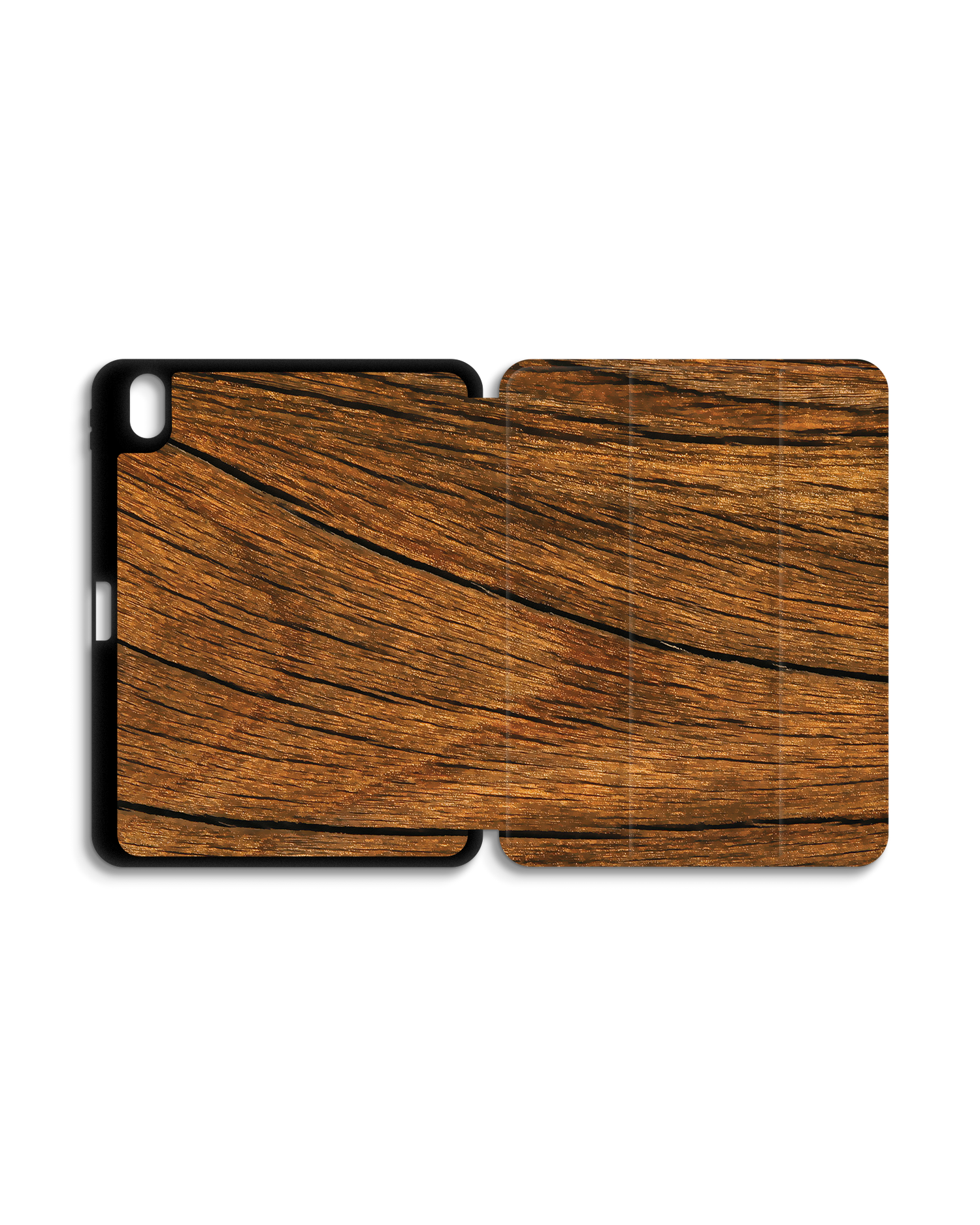 Wood iPad Case with Pencil Holder for Apple iPad (10th Generation): Opened exterior view