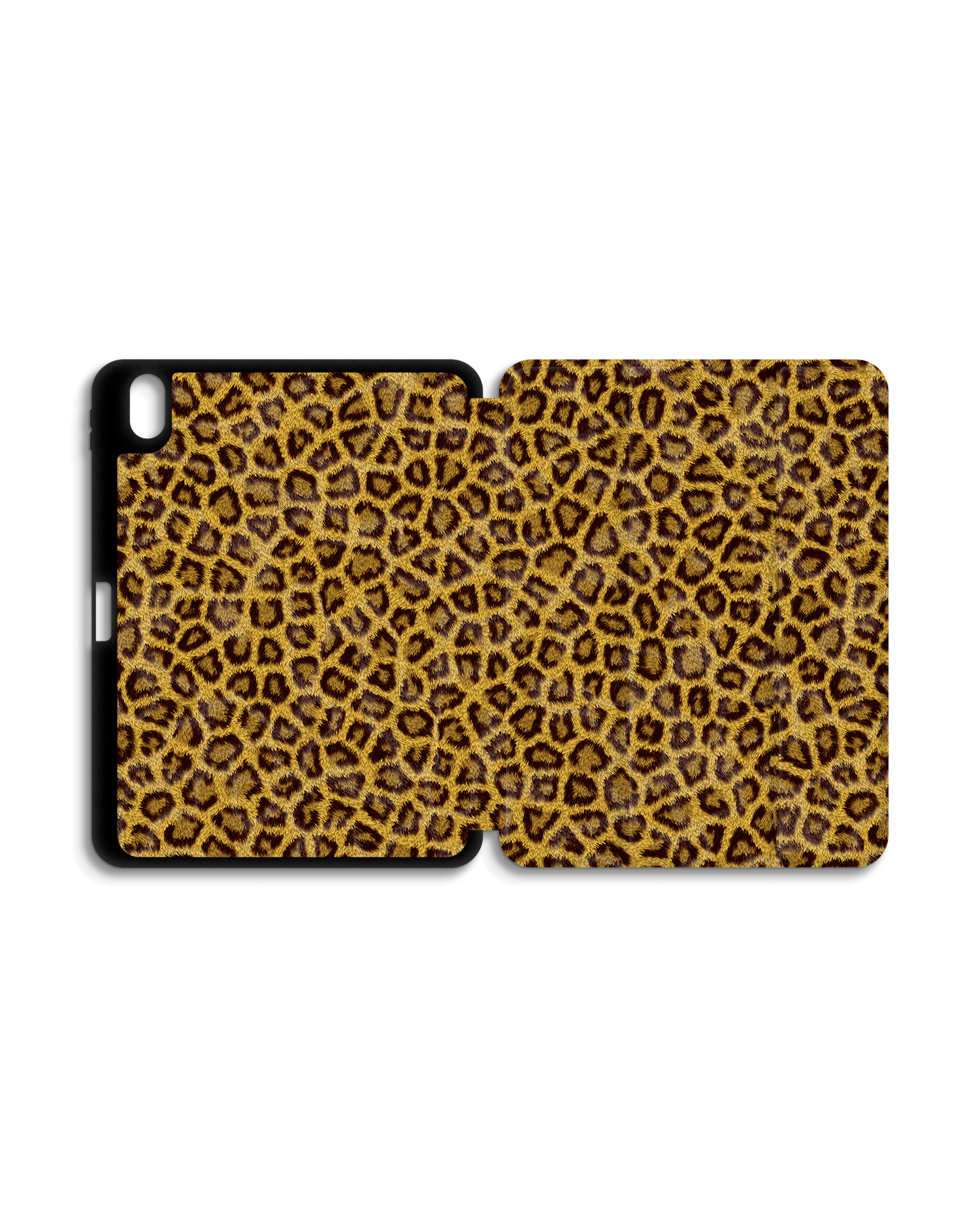 Leopard Skin iPad Case with Pencil Holder for Apple iPad (10th Generation): Opened exterior view