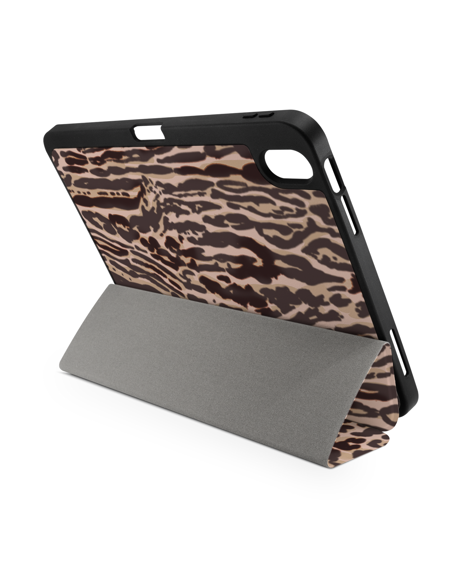 Animal Skin Tough Love iPad Case with Pencil Holder for Apple iPad (10th Generation): Set up in landscape format (back view)