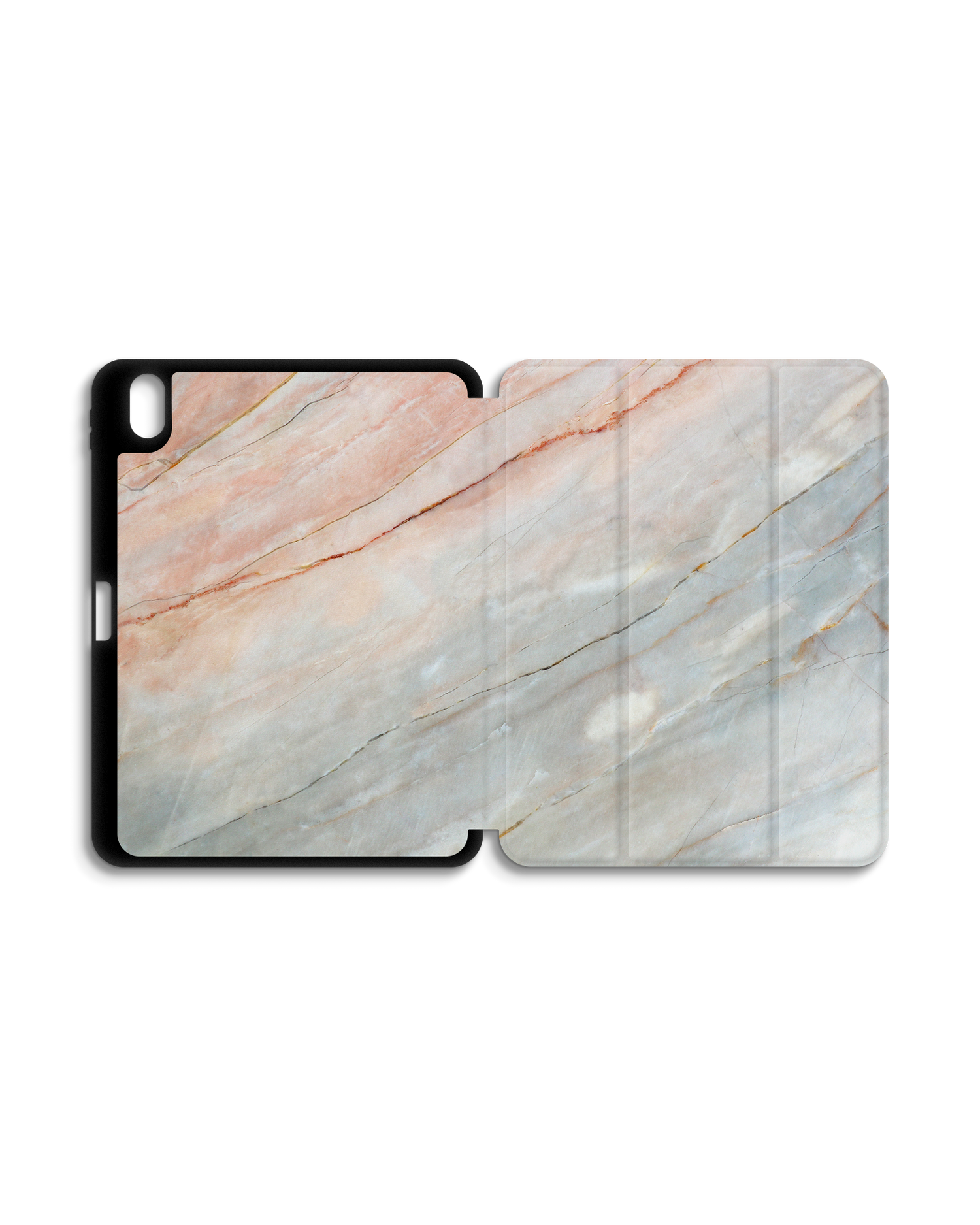 Mother of Pearl Marble iPad Case with Pencil Holder for Apple iPad (10th Generation): Opened exterior view