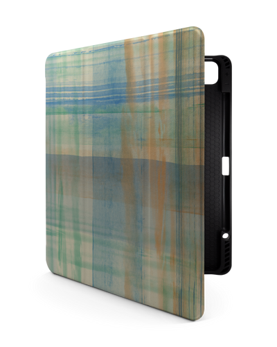 Washed Out Plaid iPad Case with Pencil Holder for Apple iPad Pro 6 12.9" (2022), Apple iPad Pro 5 12.9" (2021), Apple iPad Pro 4 12.9" (2020)