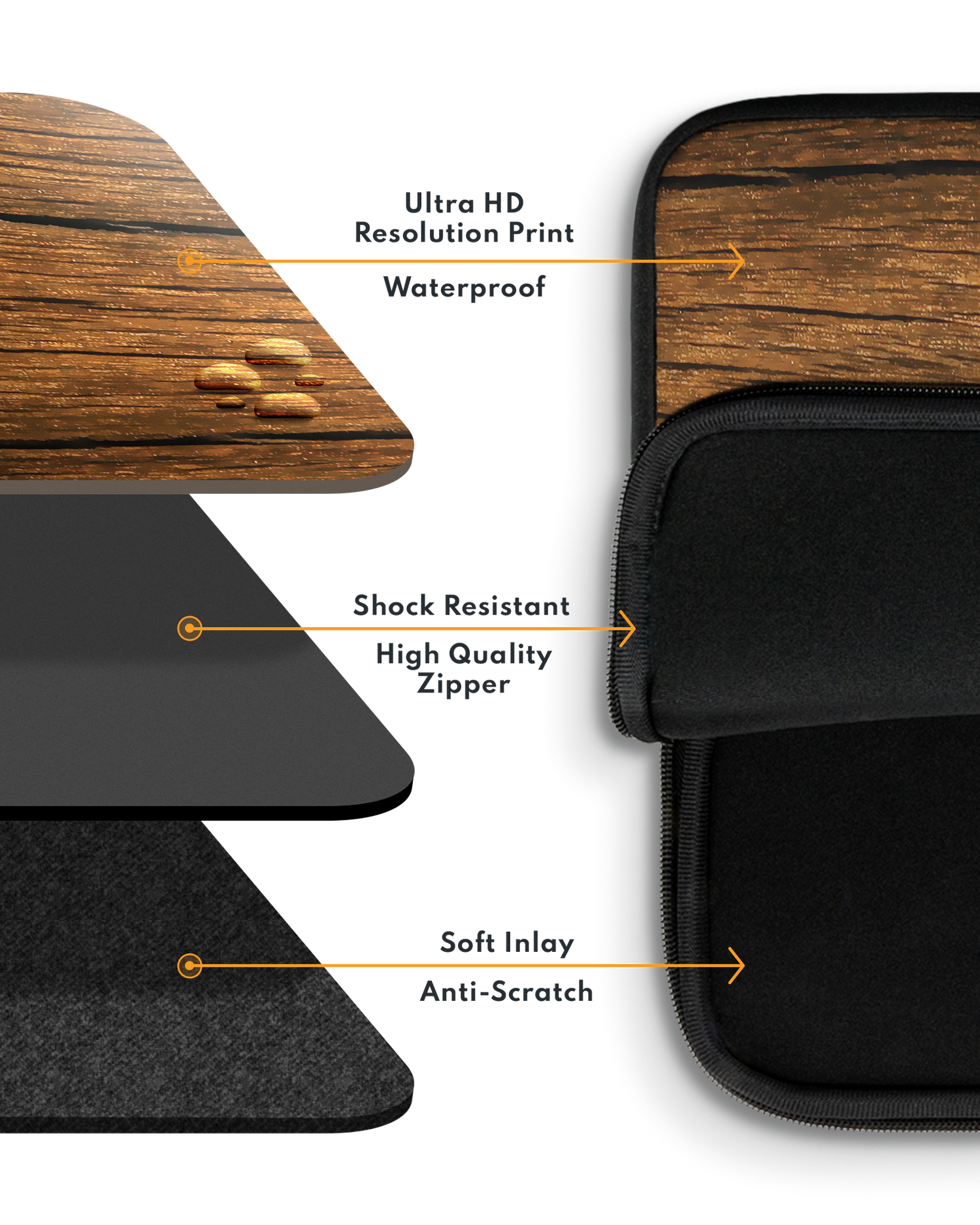 Wood Laptop Case 16 inch with soft inner lining