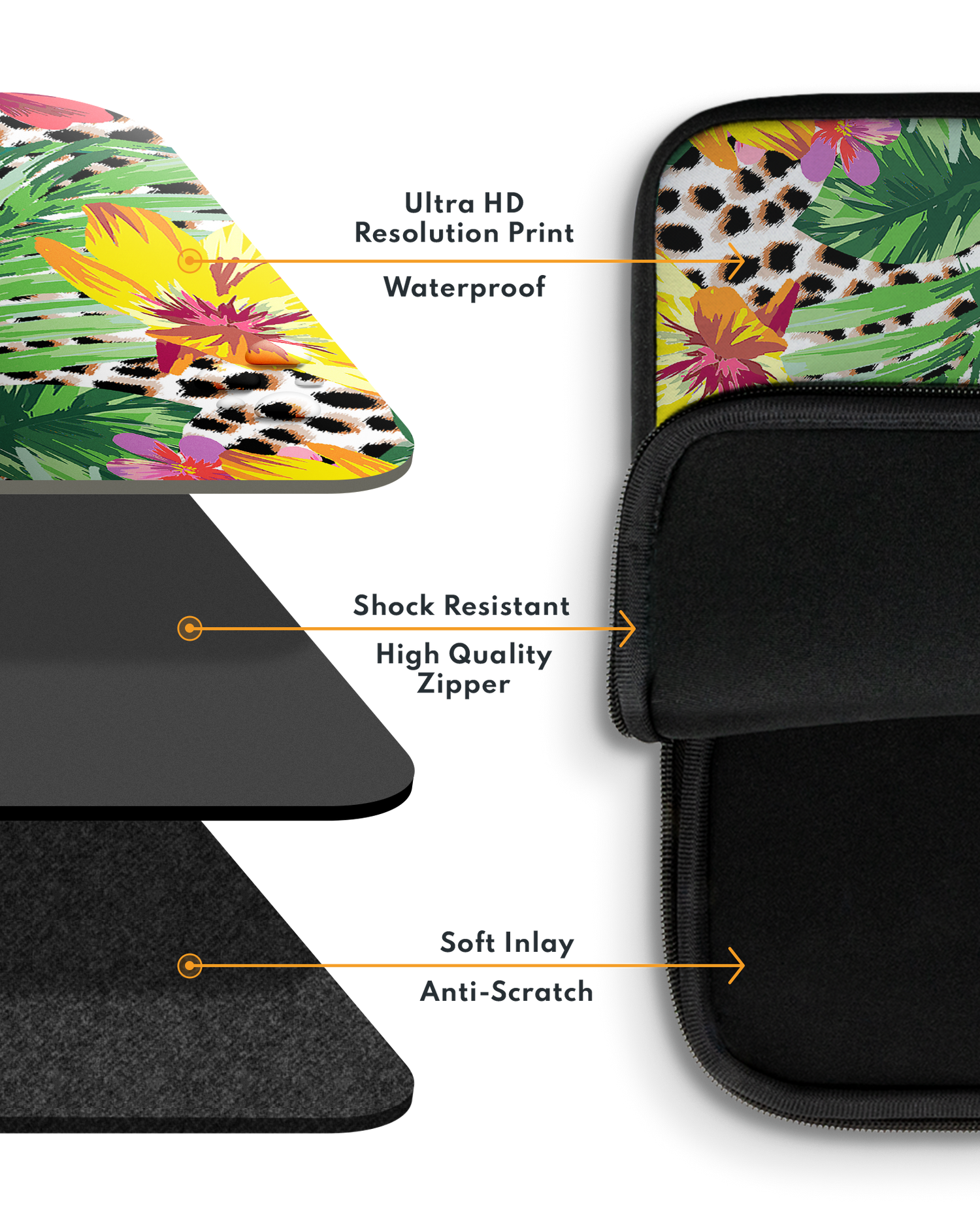 Tropical Cheetah Laptop Case 13 inch with soft inner lining