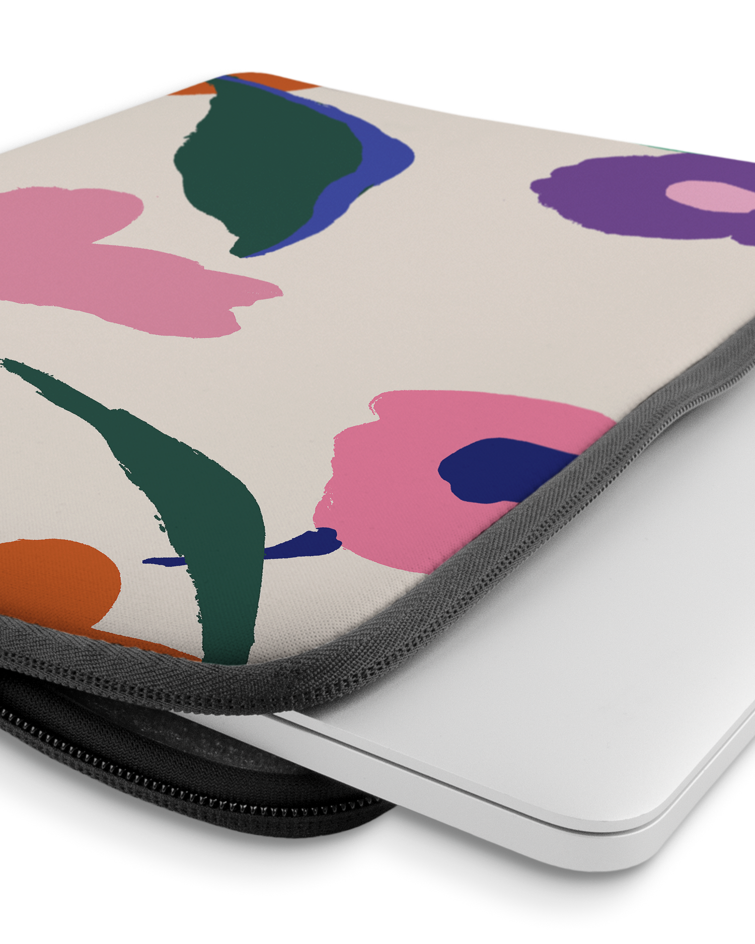 Handpainted Blooms Laptop Case 14 inch with device inside