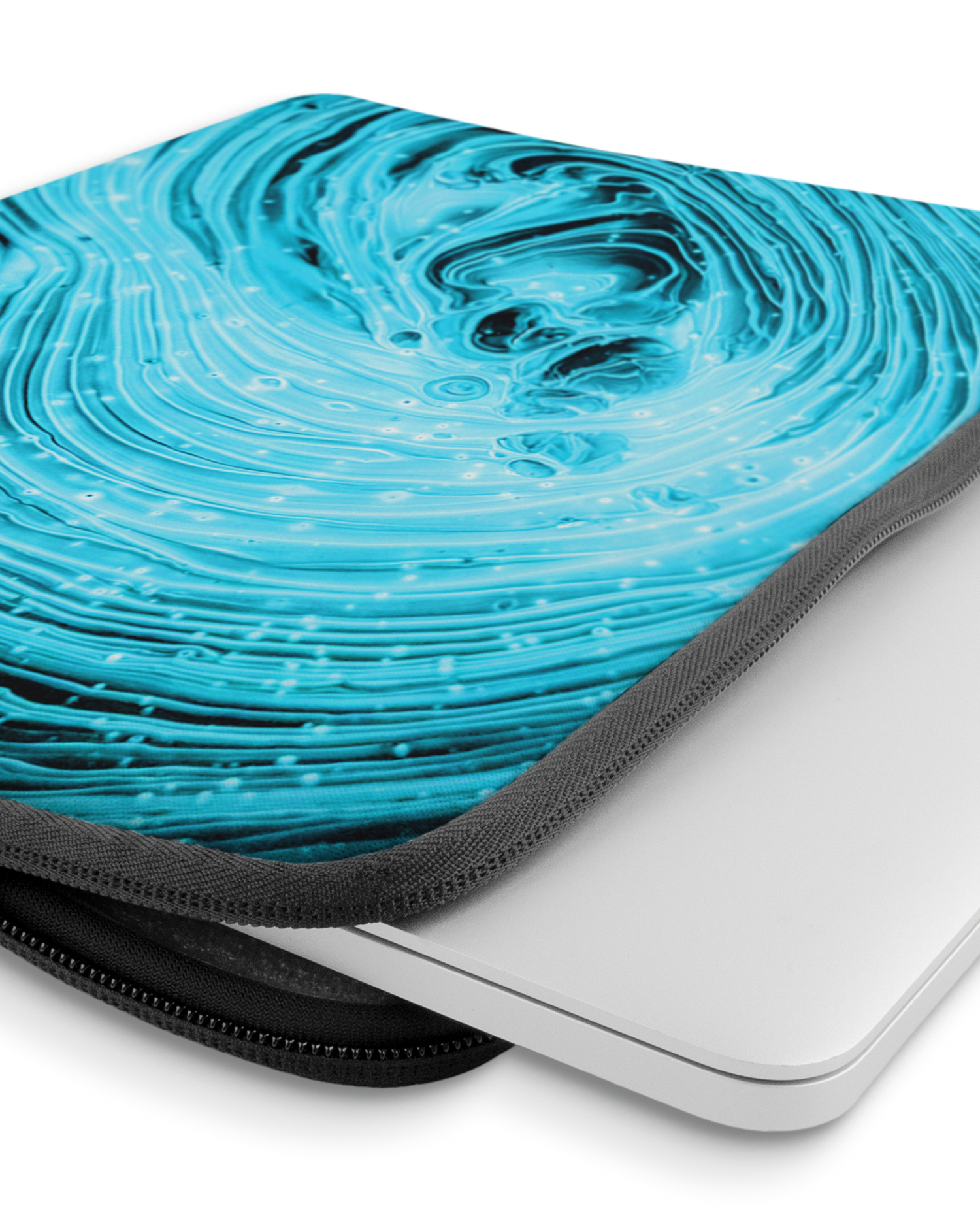 Turquoise Ripples Laptop Case 14 inch with device inside