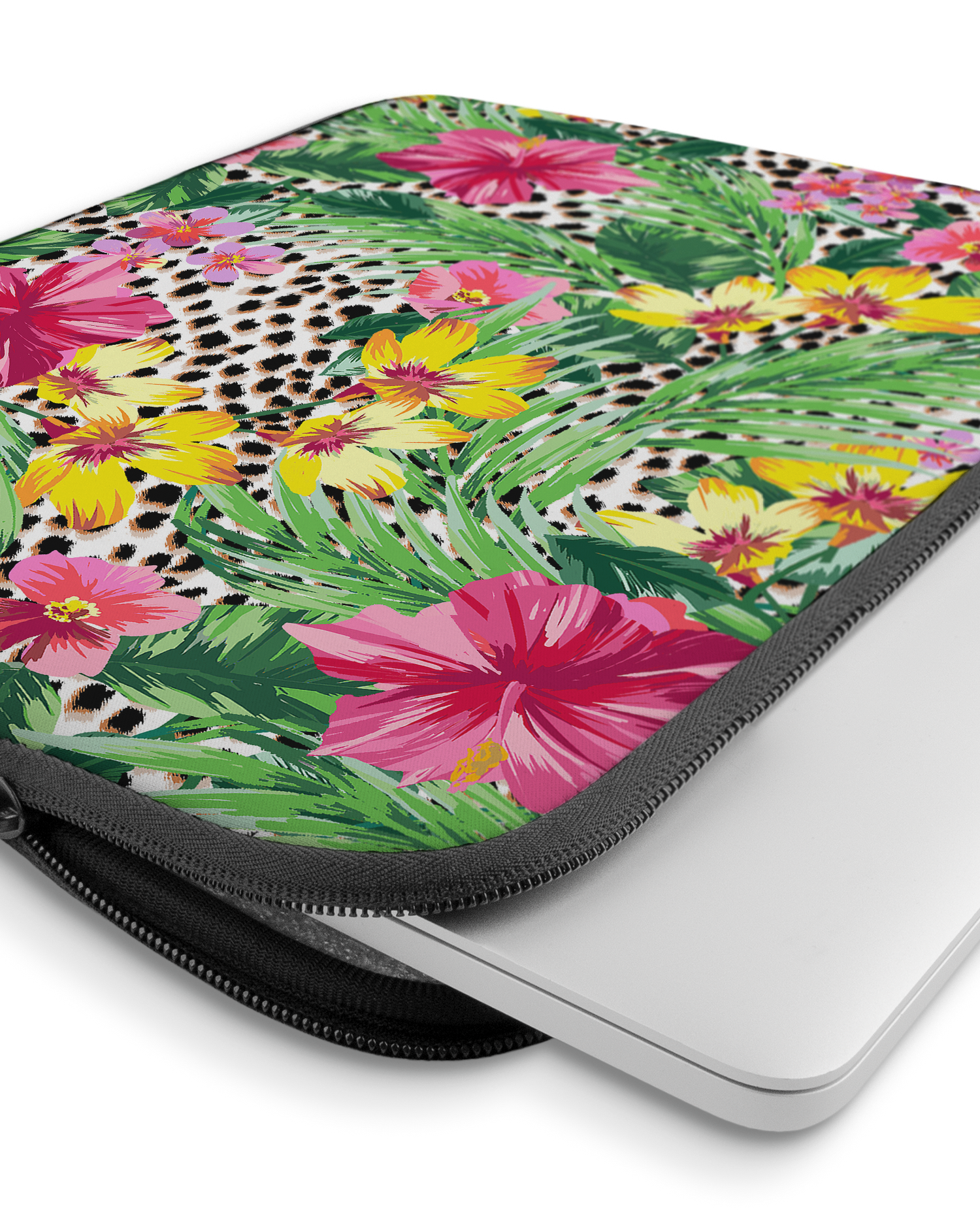 Tropical Cheetah Laptop Case 15 inch with device inside