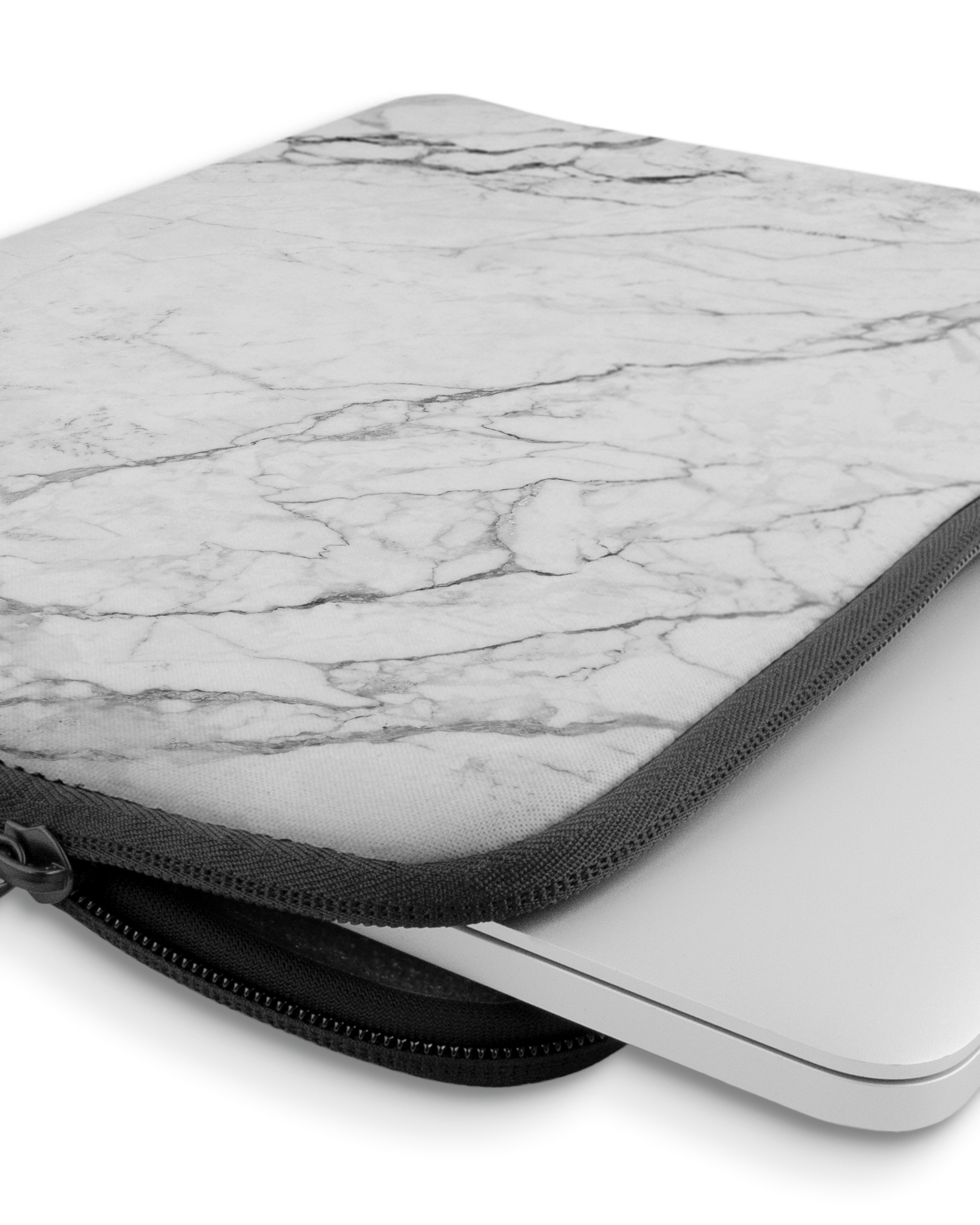 White Marble Laptop Case 13-14 inch with device inside