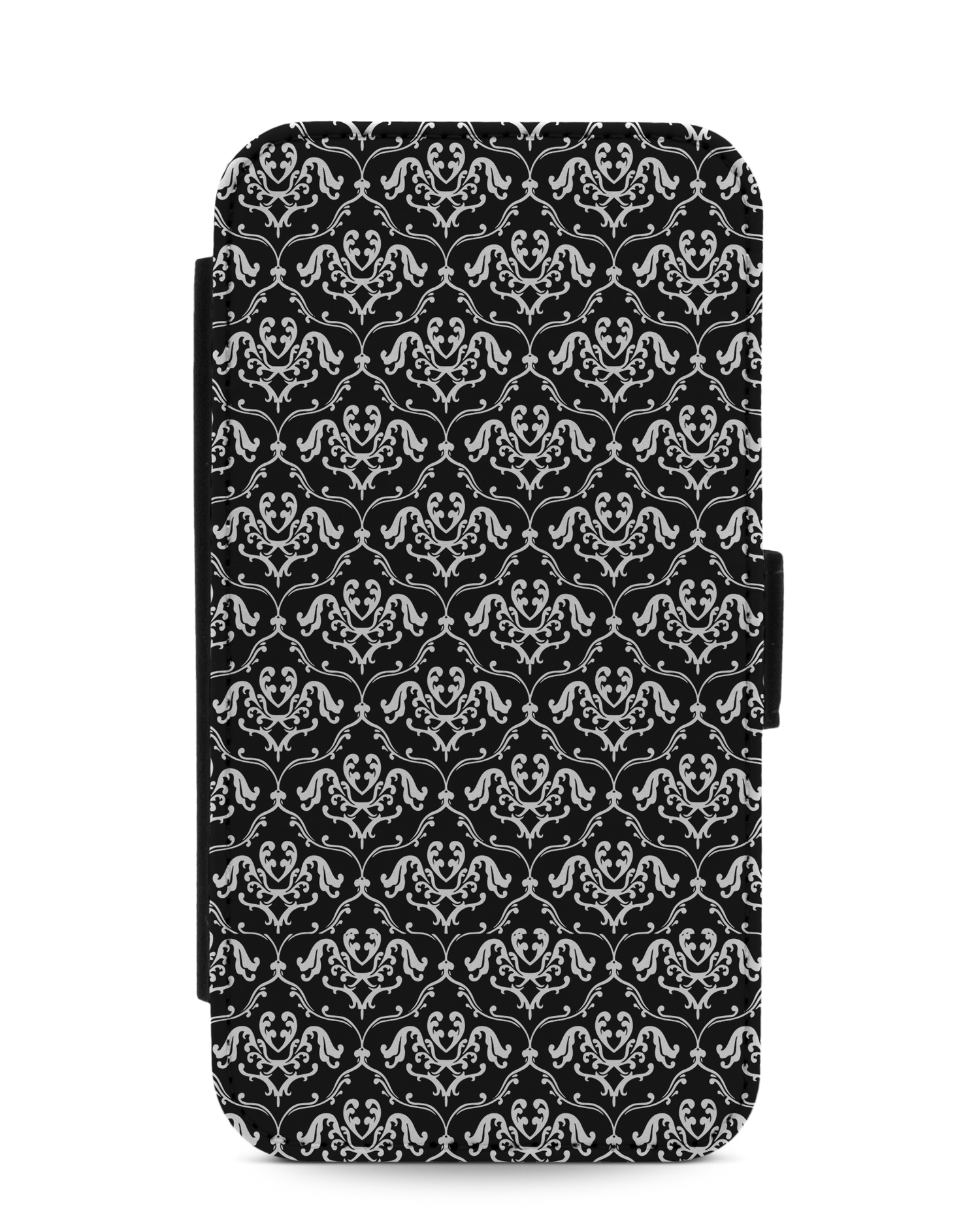 Black French Lillies Wallet Phone Case Apple iPhone 11: Front View