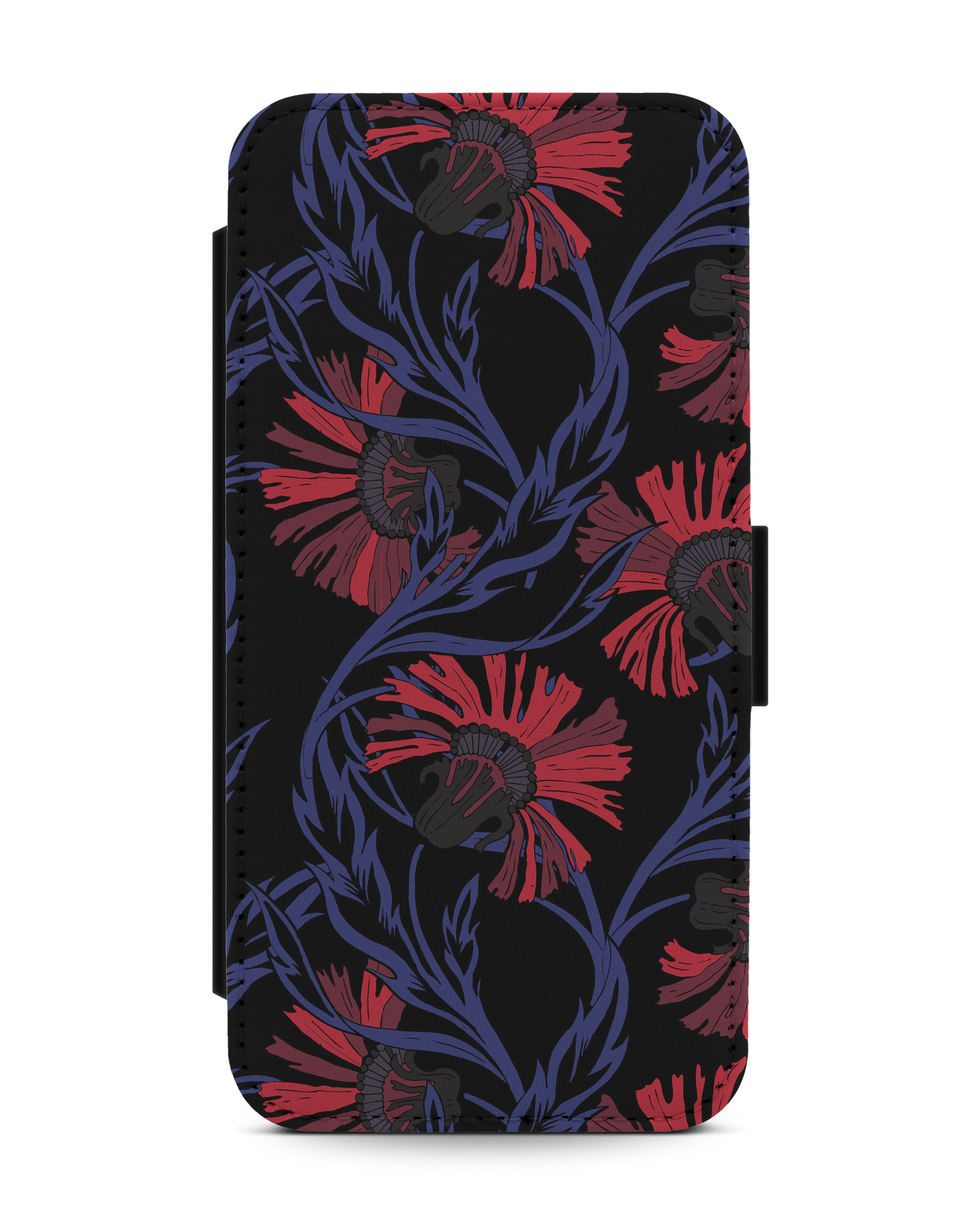 Midnight Floral Wallet Phone Case Apple iPhone 13: Front View
