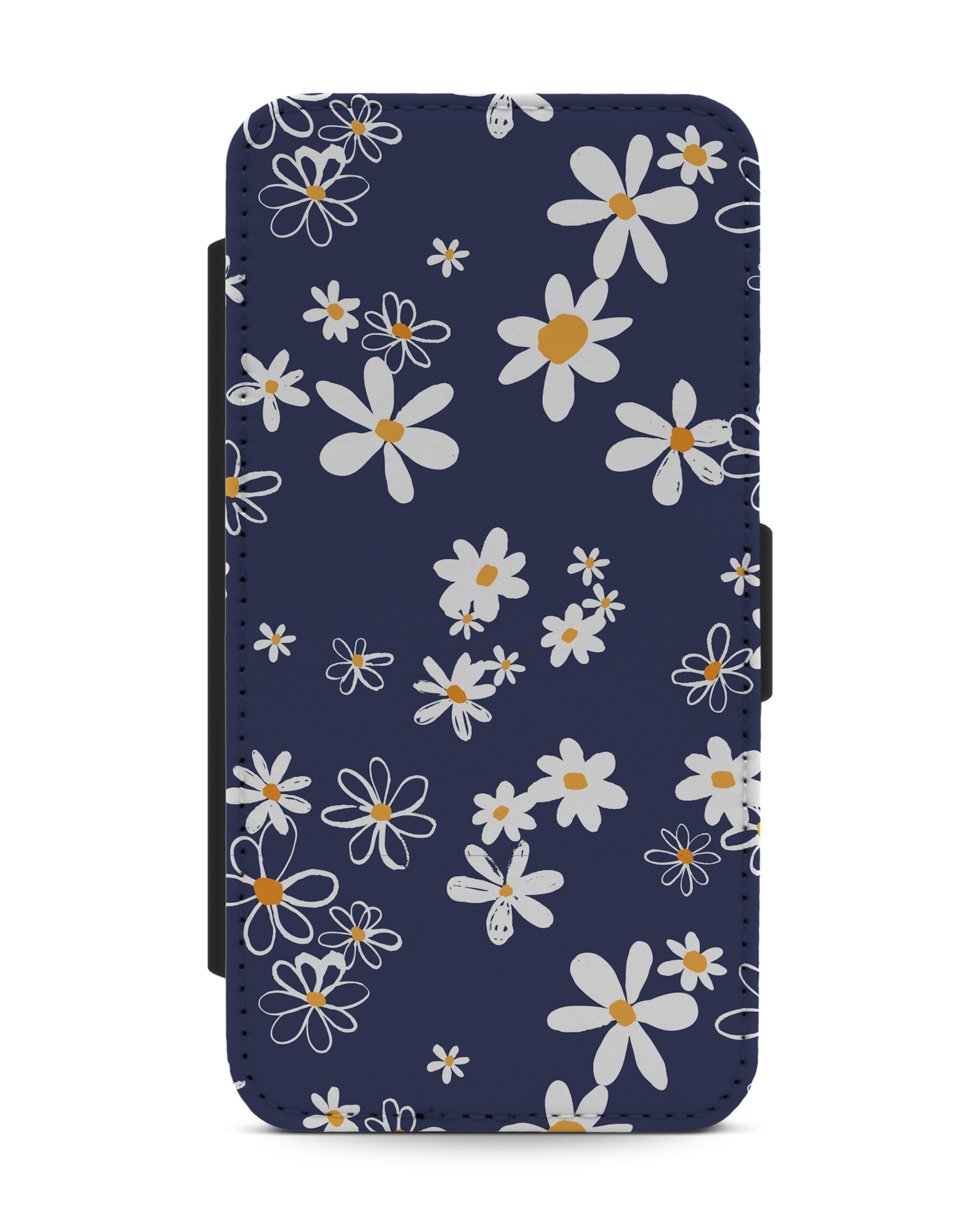 Navy Daisies Wallet Phone Case Apple iPhone XR: Front View