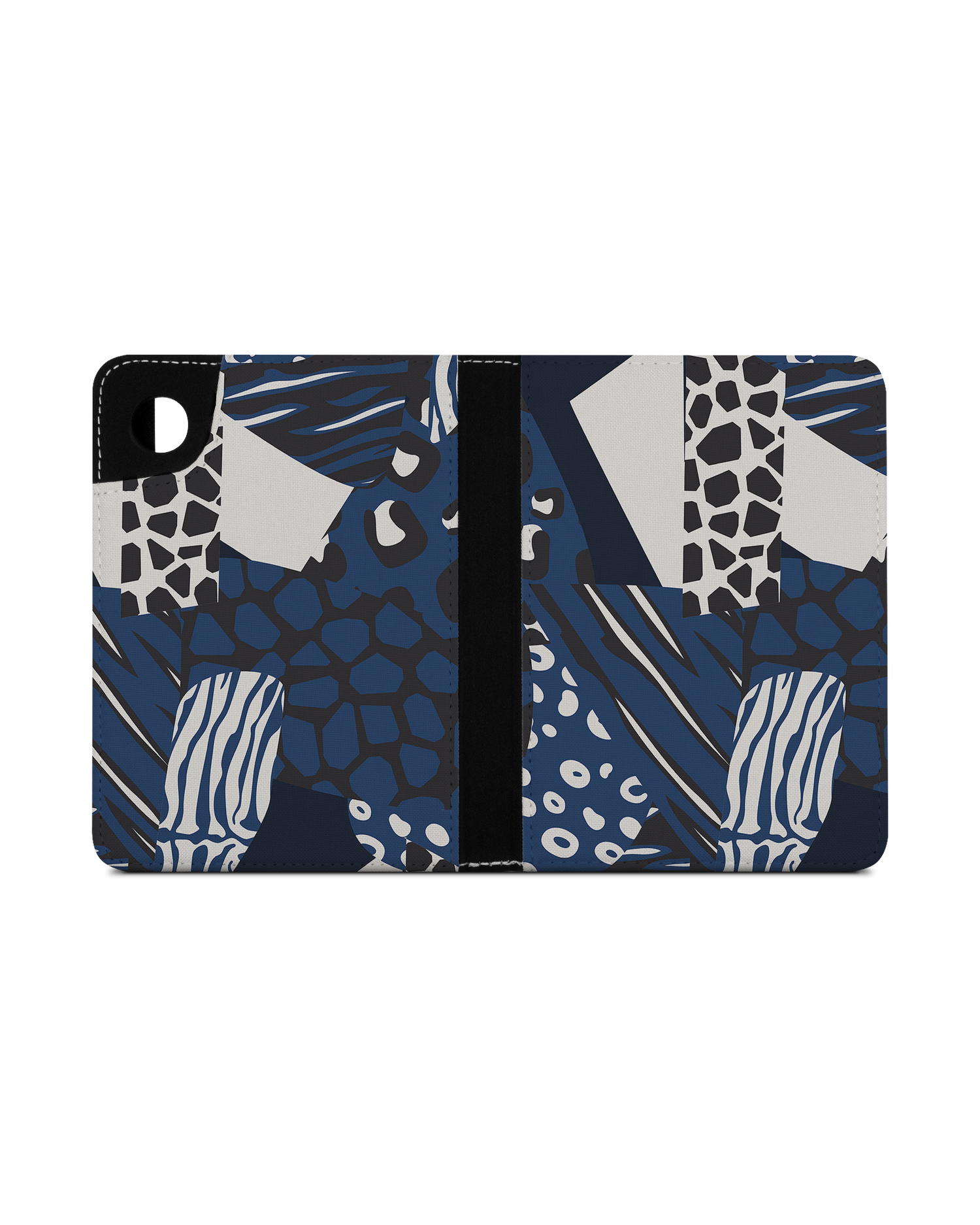 Animal Print Patchwork eReader Case for tolino shine 4 (2022): Opened exterior view