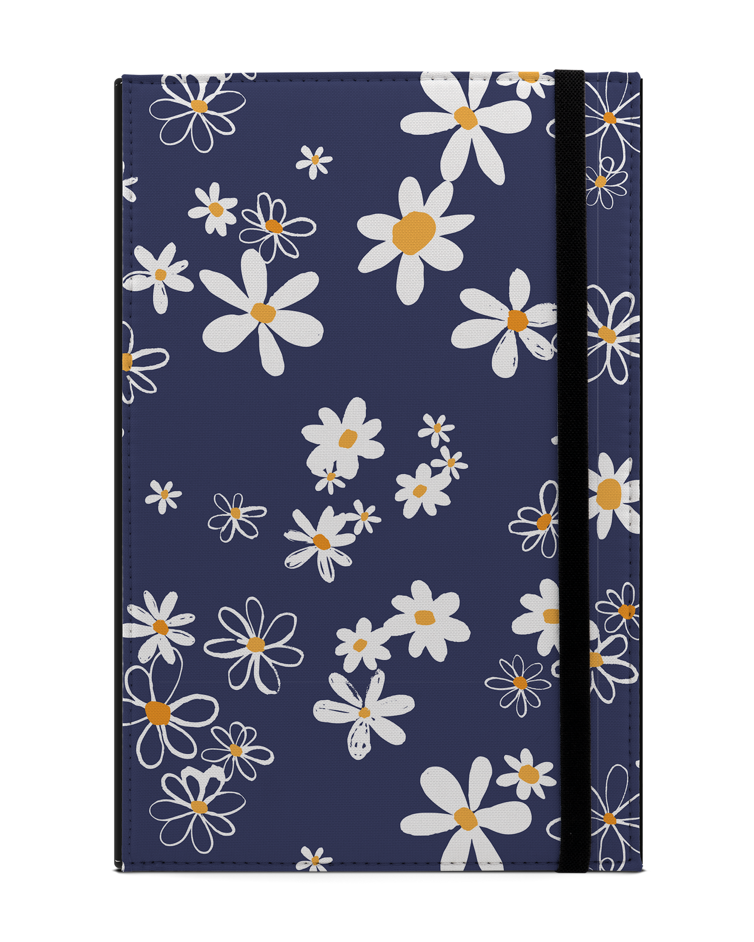 Navy Daisies Tablet Case L: Front View