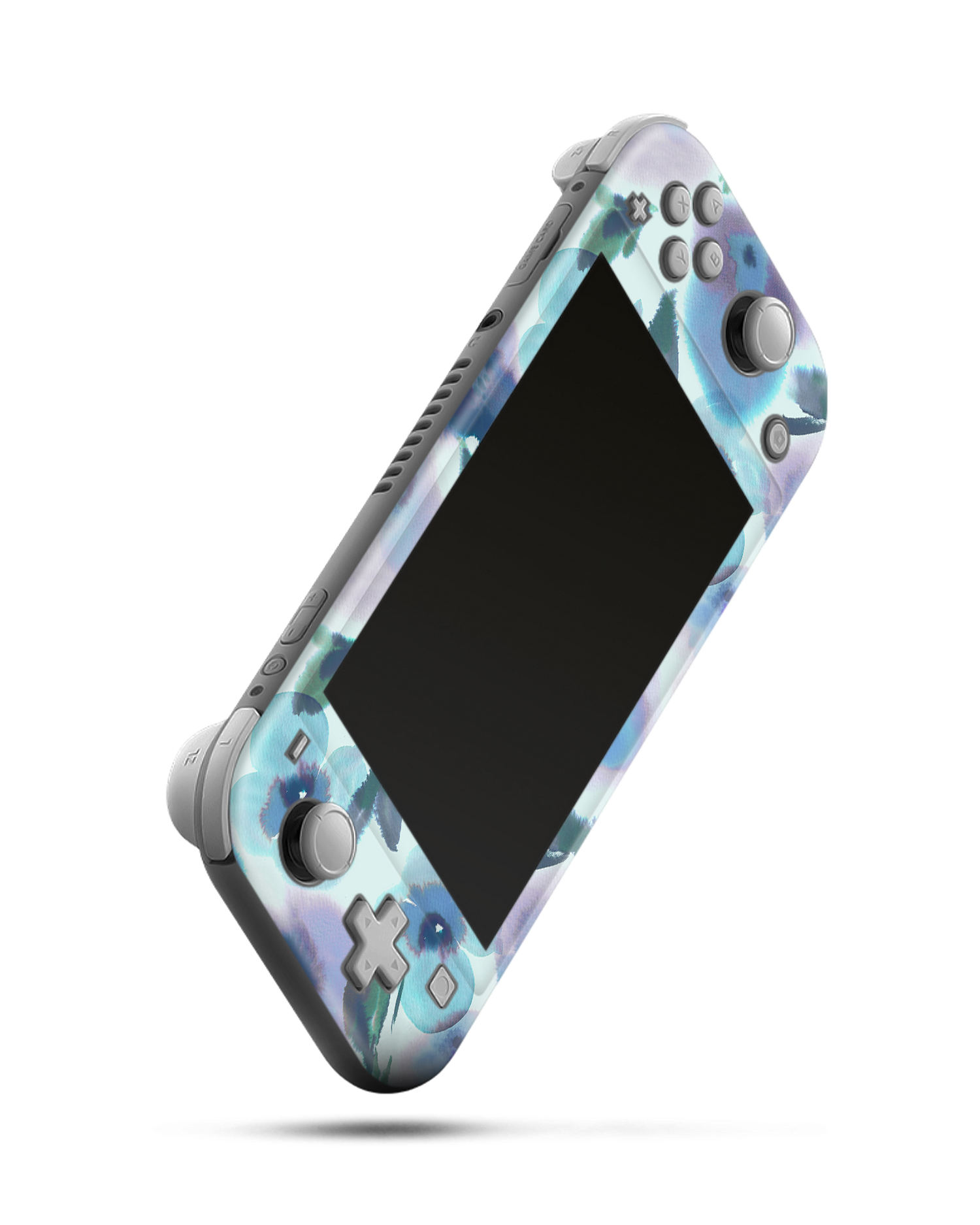 Watercolour Flowers Blue Console Skin for Nintendo Switch Lite: Side view
