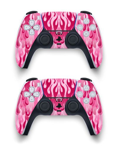 Pink Flames Console Skin Sony PlayStation 5 DualSense Wireless Controller