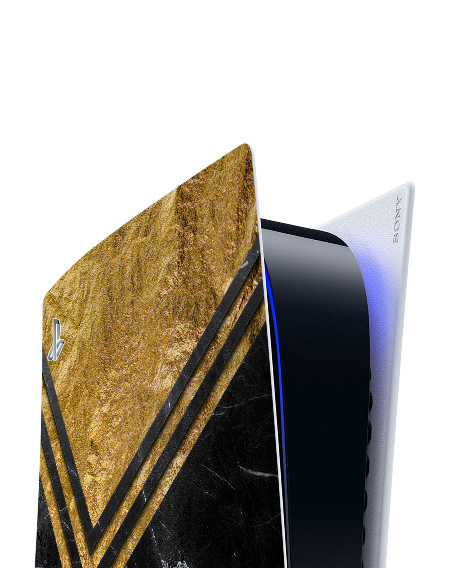 Gold Marble Console Skin for Sony PlayStation 5: Detail shot