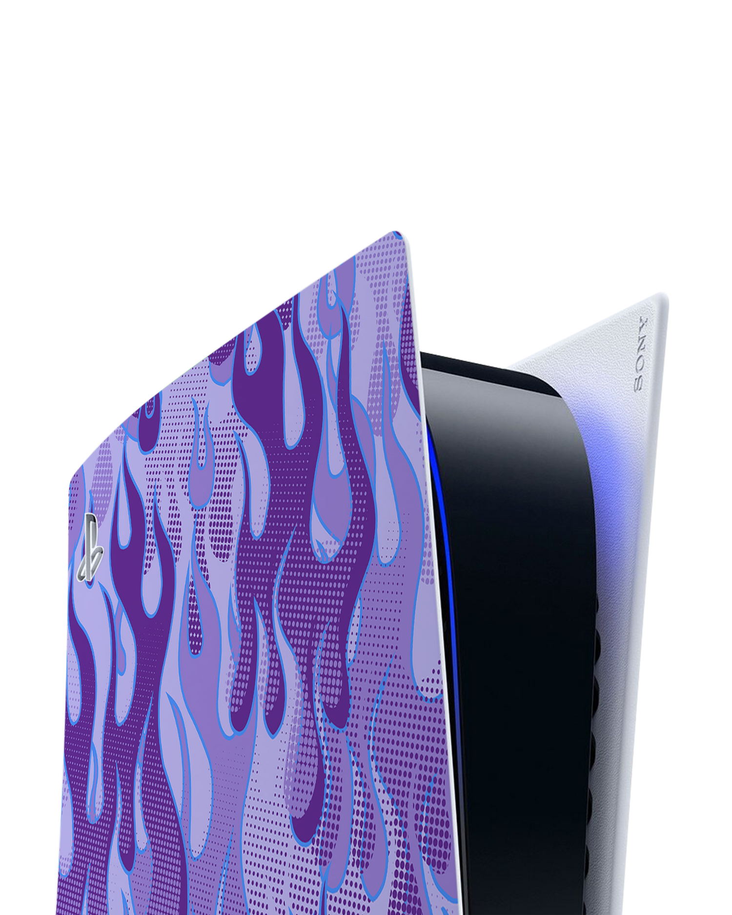 Purple Flames Console Skin for Sony PlayStation 5: Detail shot