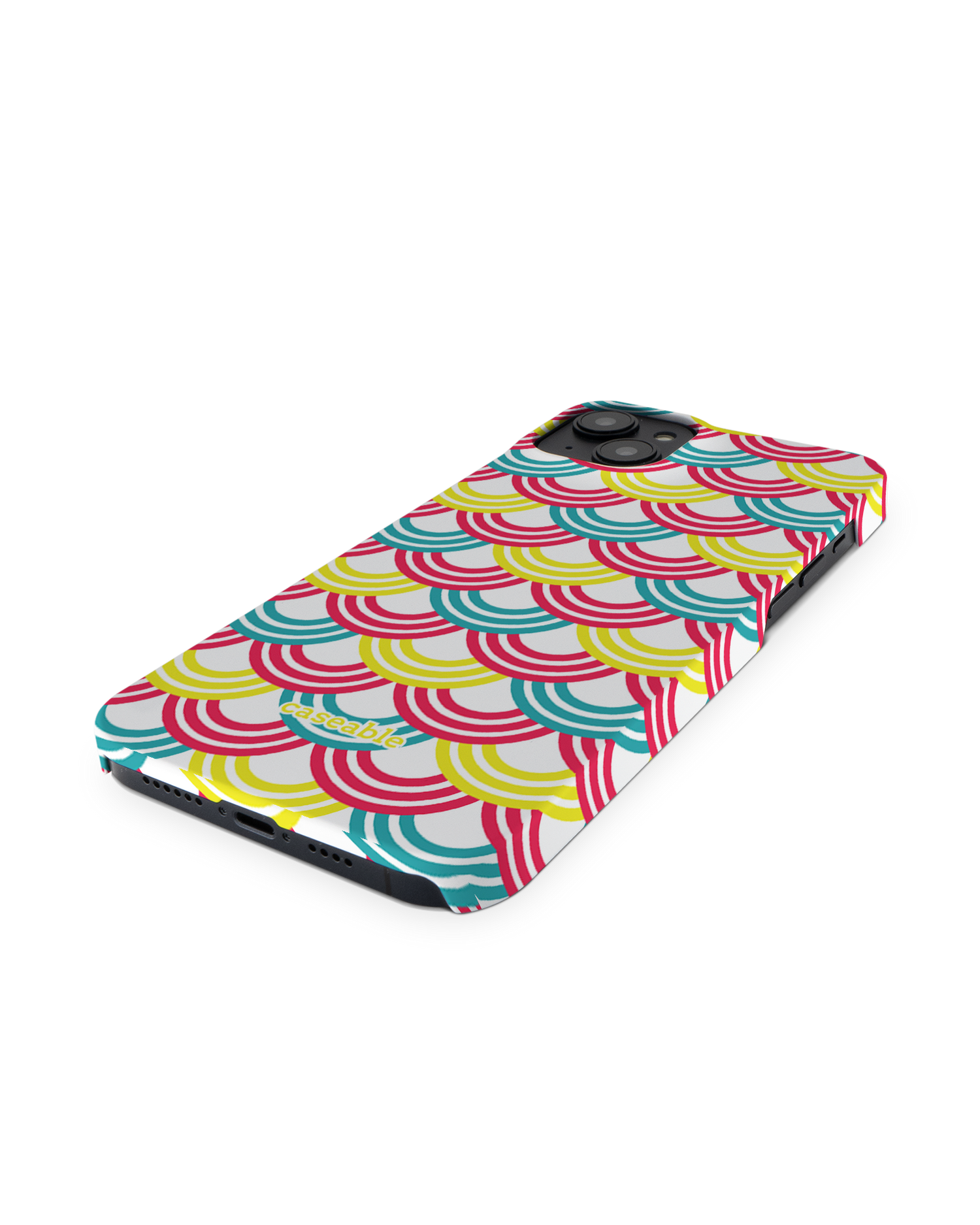 Rainbow Hard Shell Phone Case for Apple iPhone 14 Plus: Perspective view