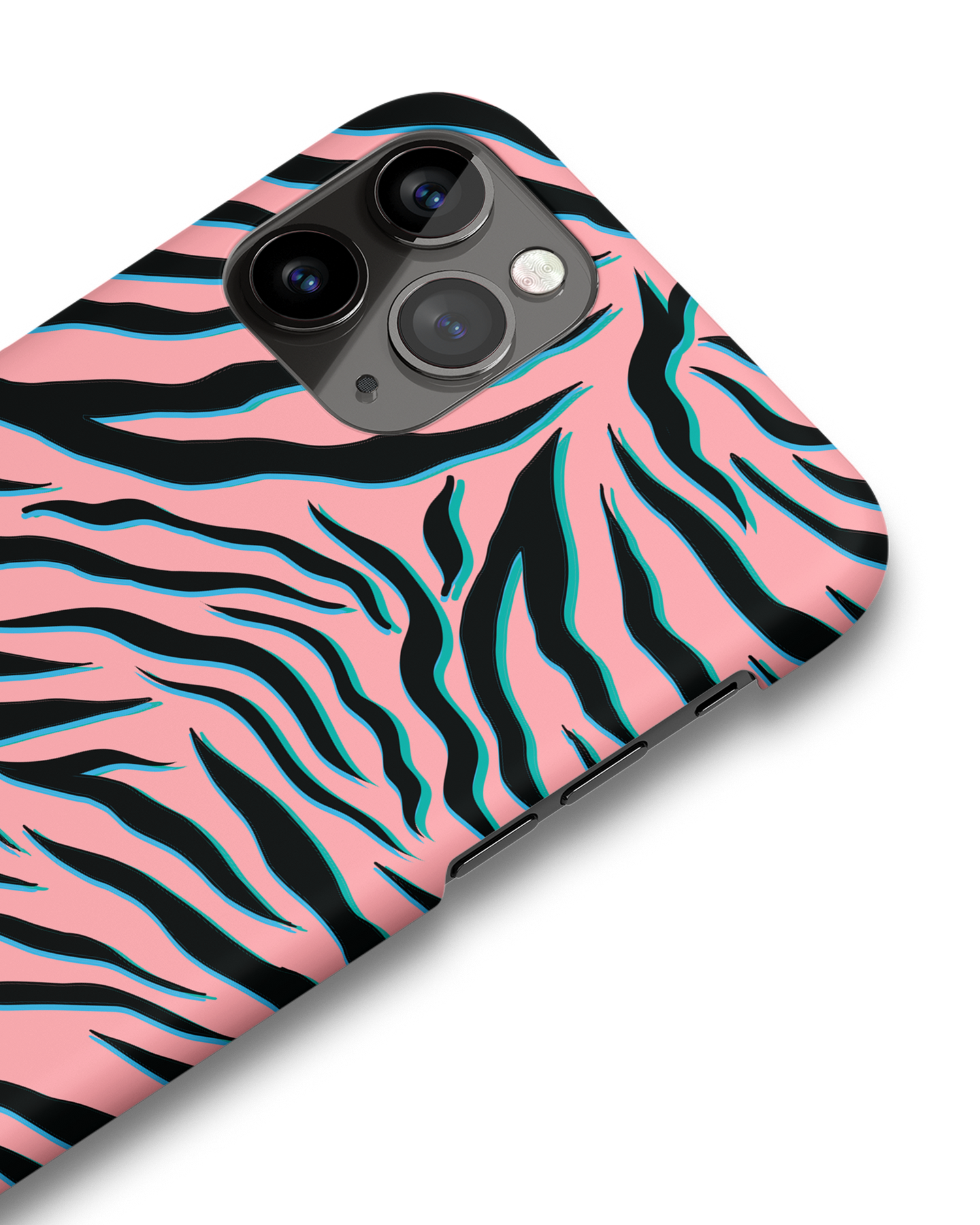 Pink Zebra Hard Shell Phone Case Apple iPhone 11 Pro: Detail Shot