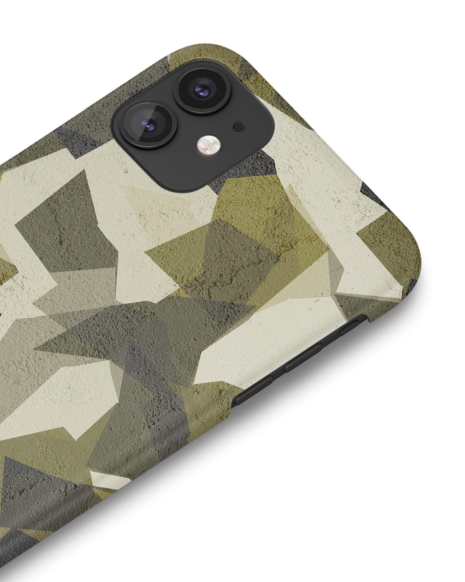 Geometric Camo Green Hard Shell Phone Case Apple iPhone 11: Detail Shot