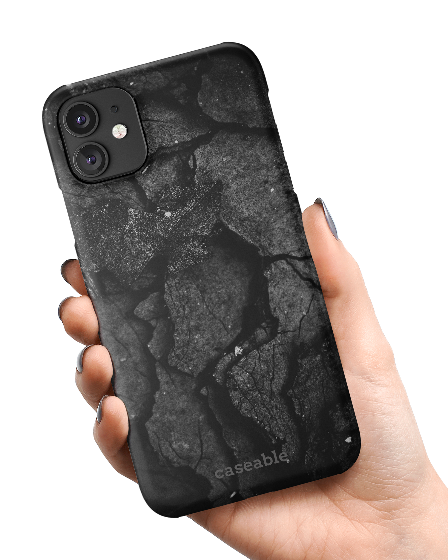 Carbon Hard Shell Phone Case Apple iPhone 11 held in hand