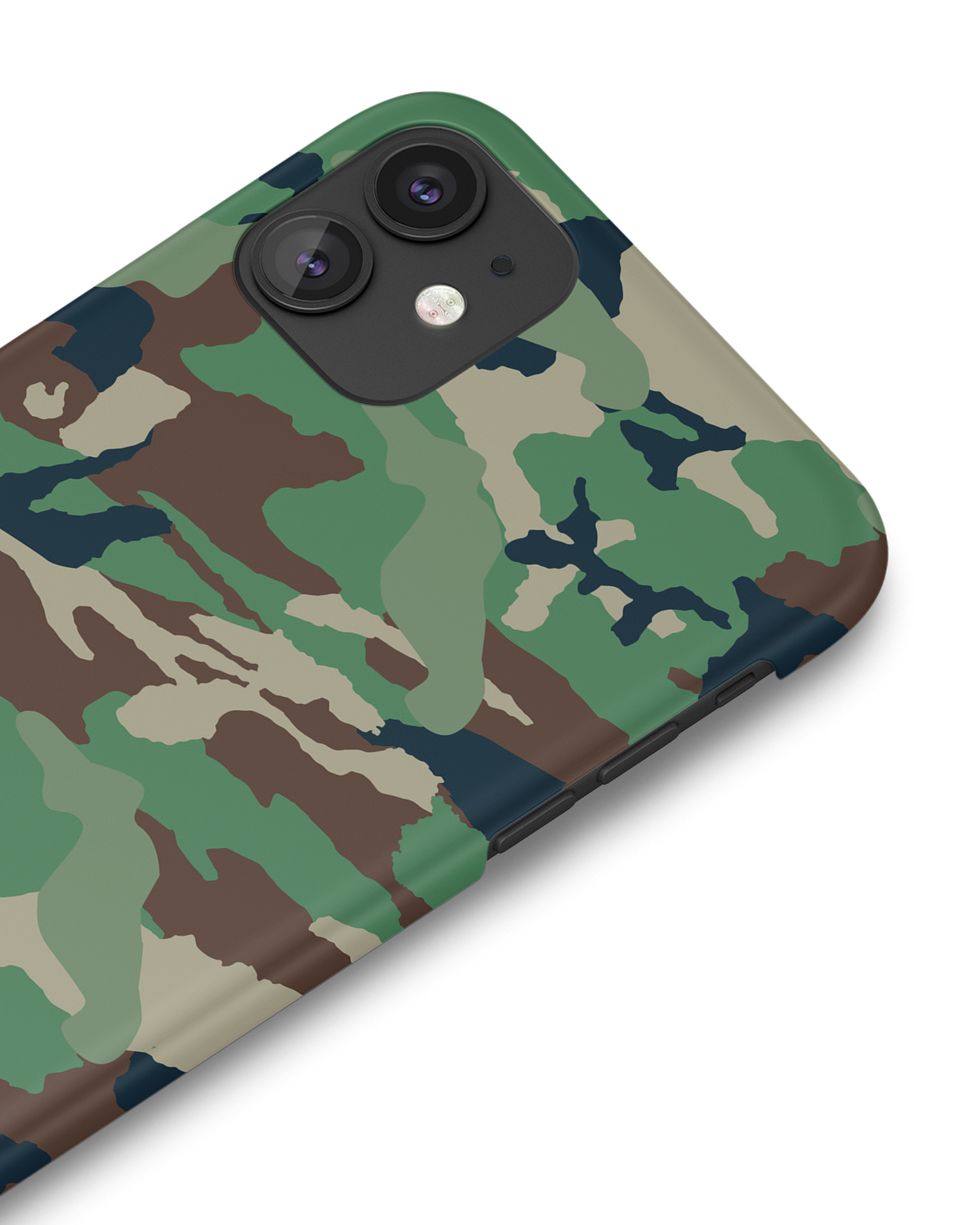 Green and Brown Camo Hard Shell Phone Case Apple iPhone 11: Detail Shot