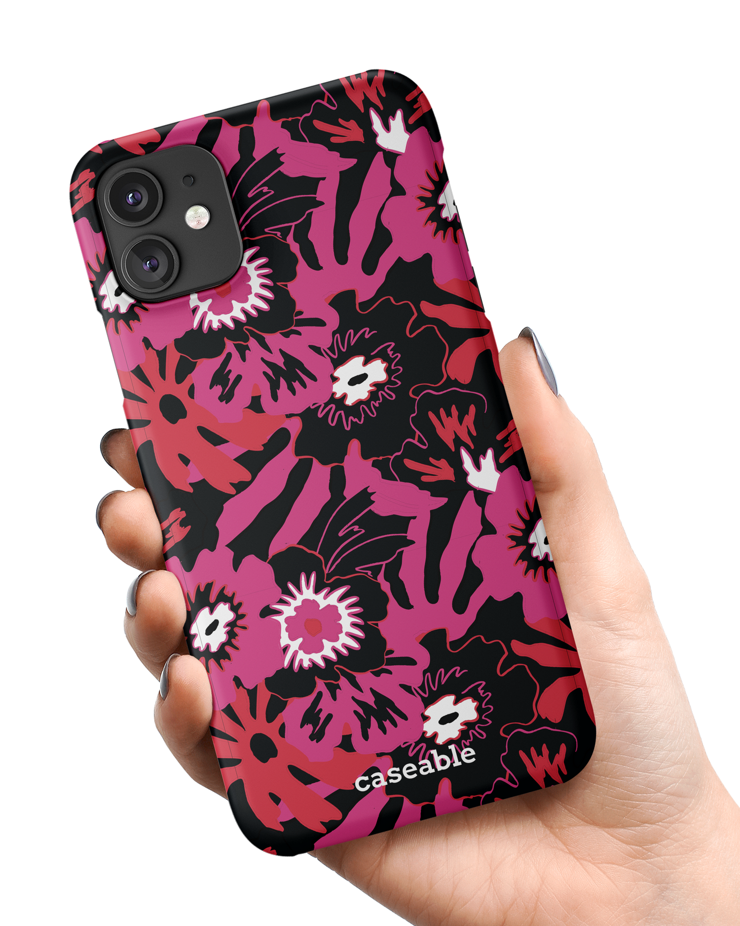 Flower Works Hard Shell Phone Case Apple iPhone 11 held in hand