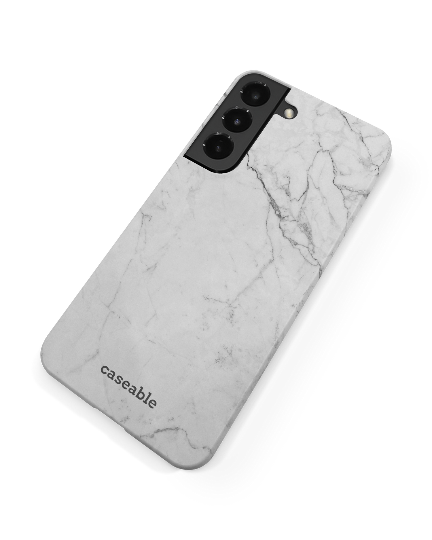 White Marble Hard Shell Phone Case Samsung Galaxy S22 Plus 5G: Back View