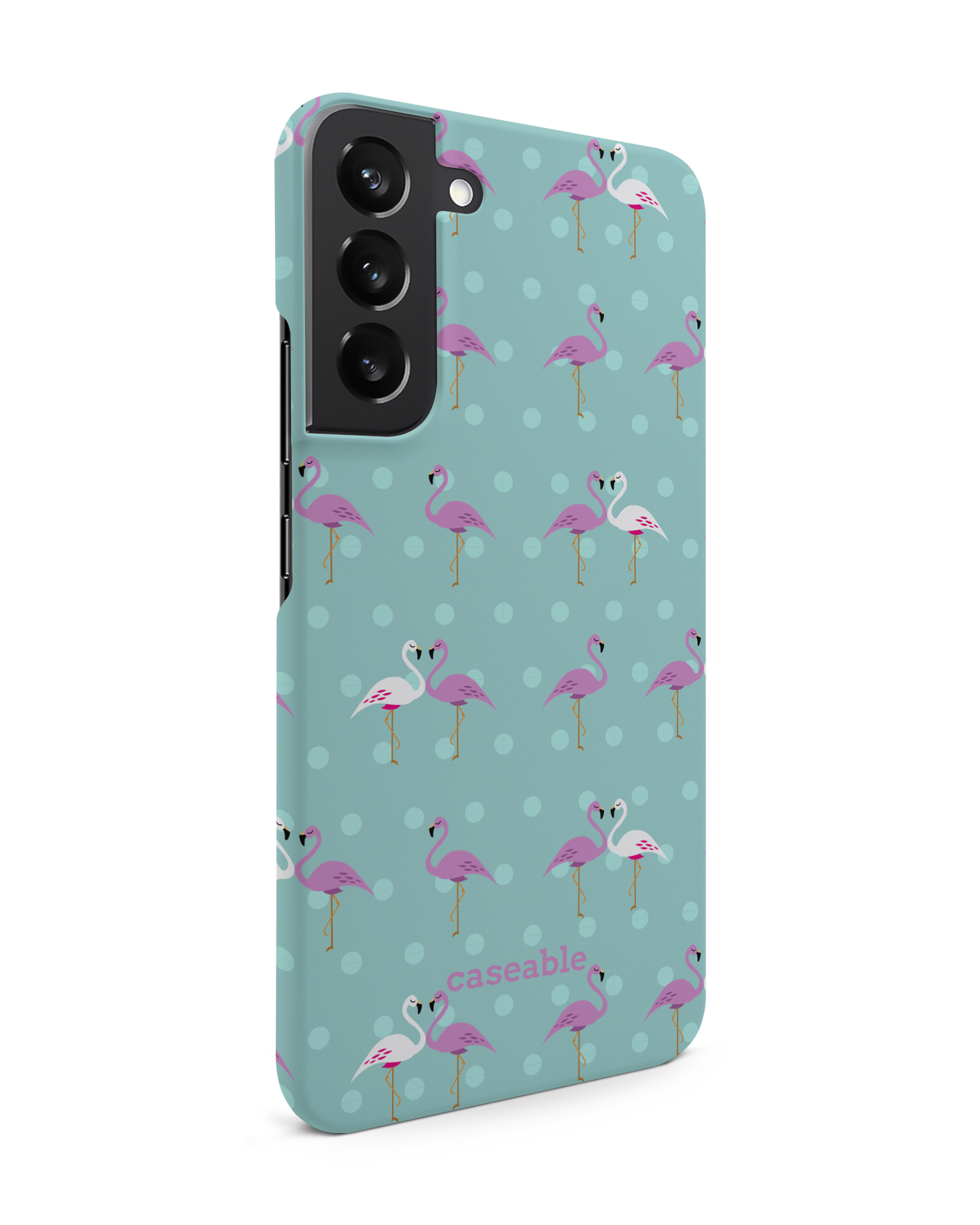 Two Flamingos Hard Shell Phone Case Samsung Galaxy S22 Plus 5G: View from the left side