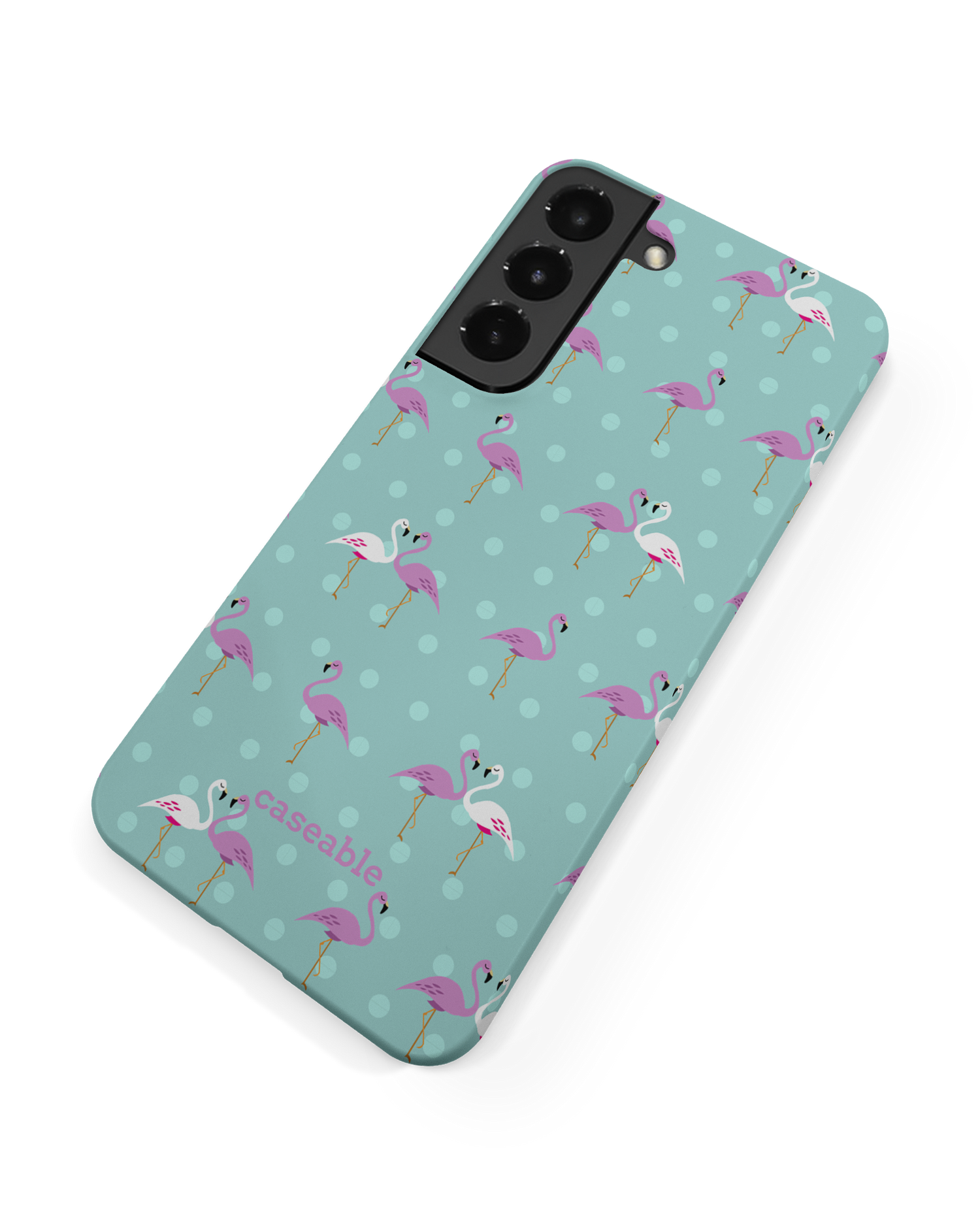 Two Flamingos Hard Shell Phone Case Samsung Galaxy S22 Plus 5G: Back View