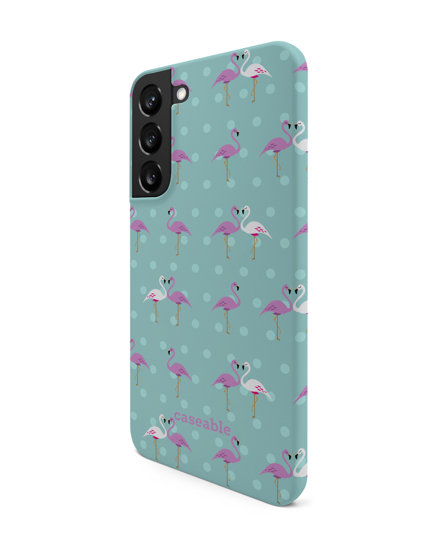 Two Flamingos Hard Shell Phone Case Samsung Galaxy S22 Plus 5G: View from the right side