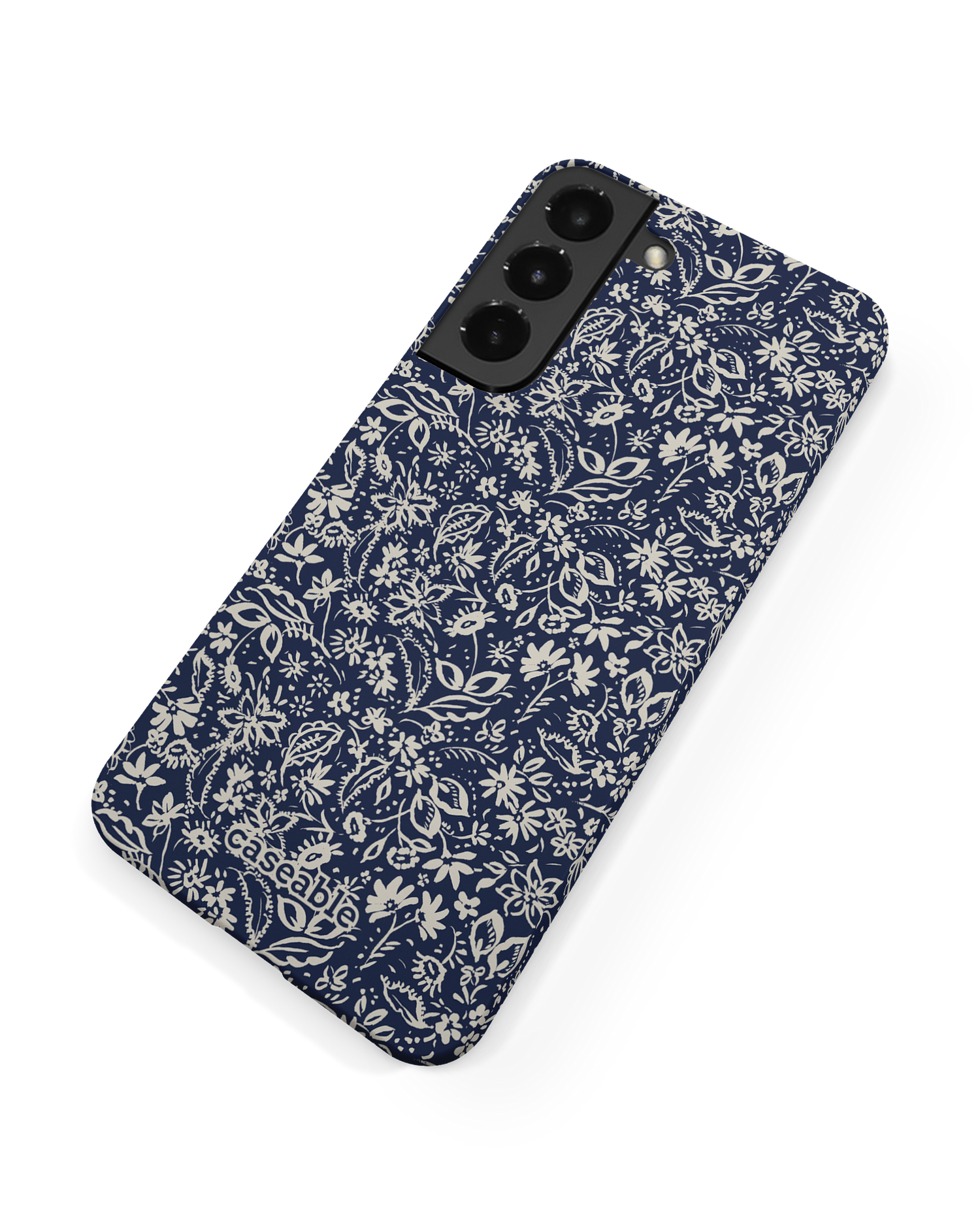 Ditsy Blue Paisley Hard Shell Phone Case Samsung Galaxy S22 Plus 5G: Back View
