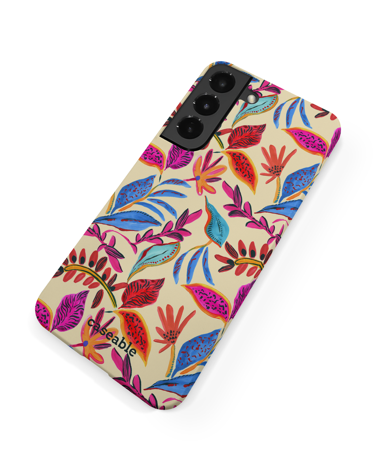 Painterly Spring Leaves Hard Shell Phone Case Samsung Galaxy S22 Plus 5G: Back View