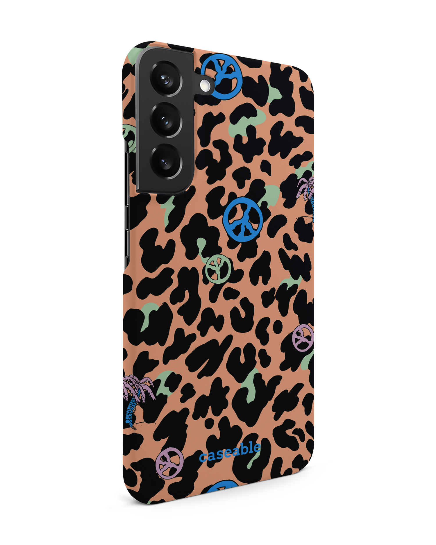 Leopard Peace Palms Hard Shell Phone Case Samsung Galaxy S22 Plus 5G: View from the left side