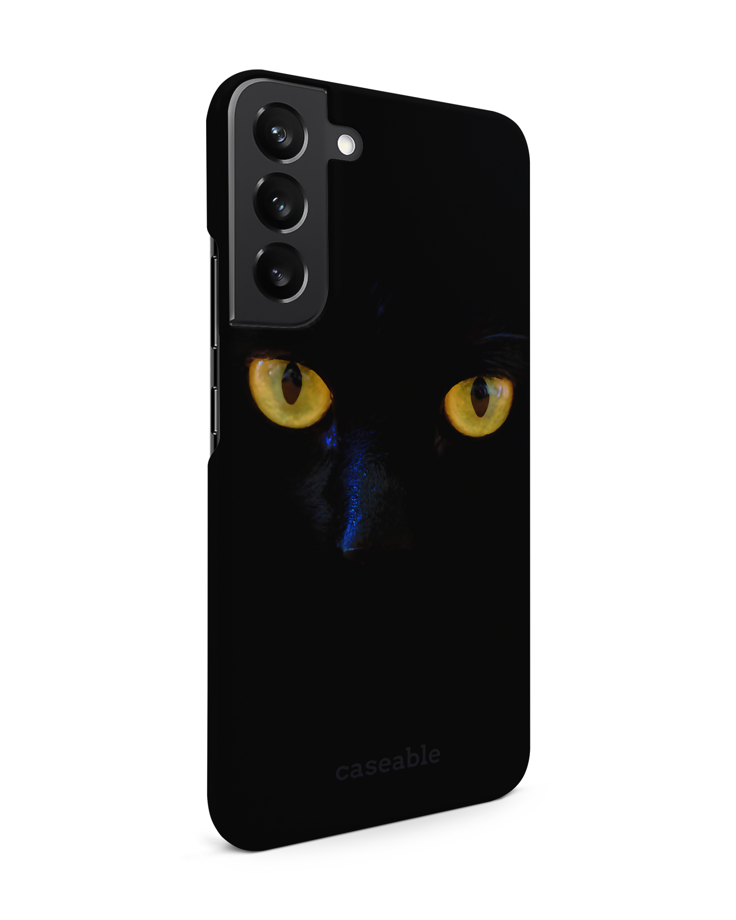 Black Cat Hard Shell Phone Case Samsung Galaxy S22 Plus 5G: View from the left side