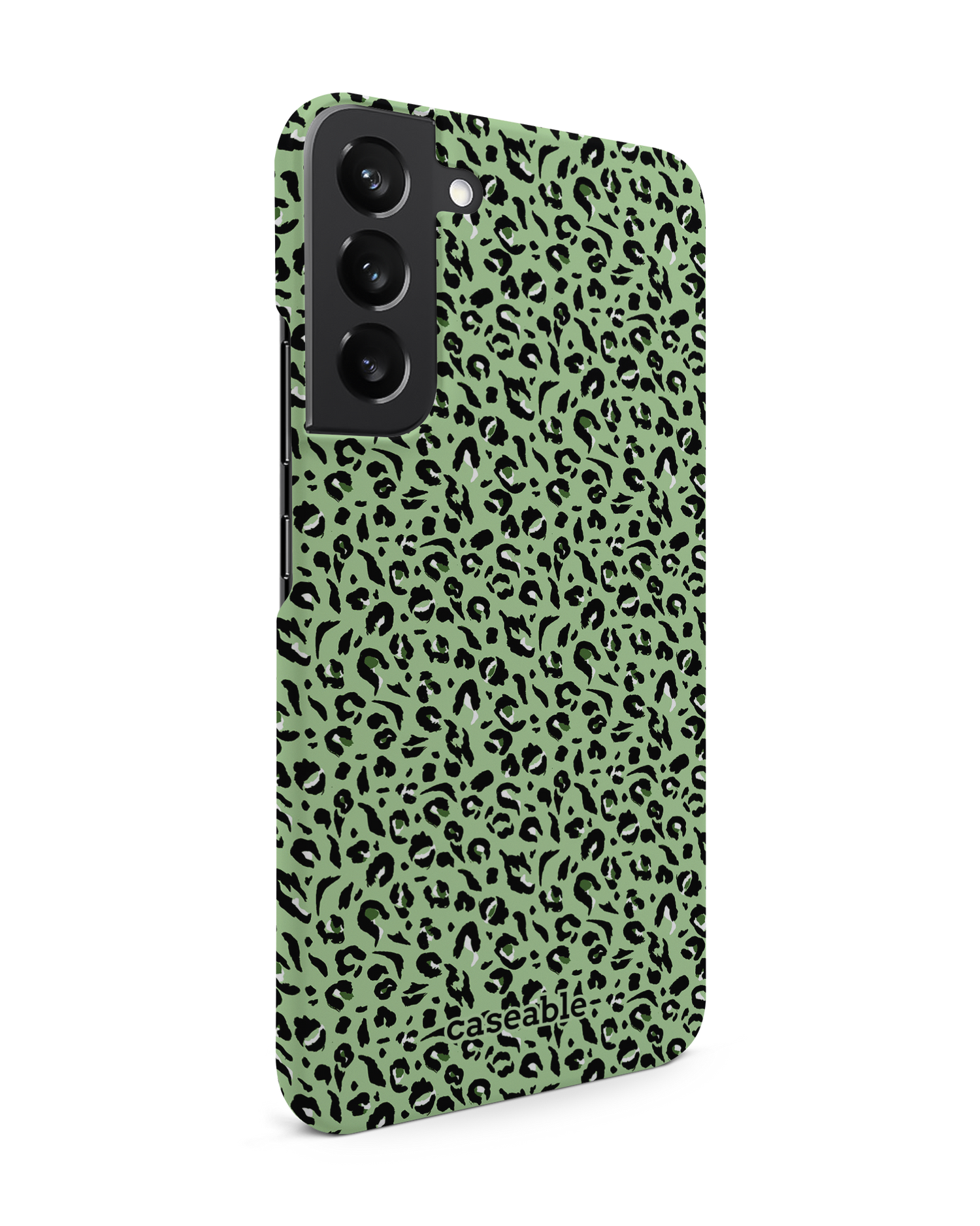 Mint Leopard Hard Shell Phone Case Samsung Galaxy S22 Plus 5G: View from the left side