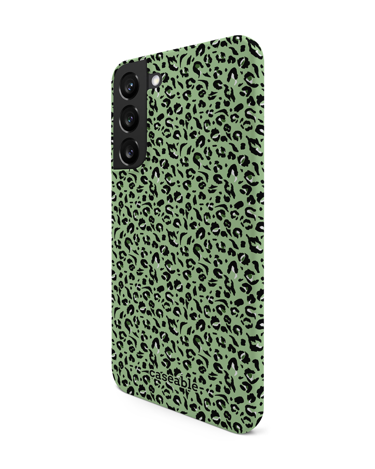 Mint Leopard Hard Shell Phone Case Samsung Galaxy S22 Plus 5G: View from the right side
