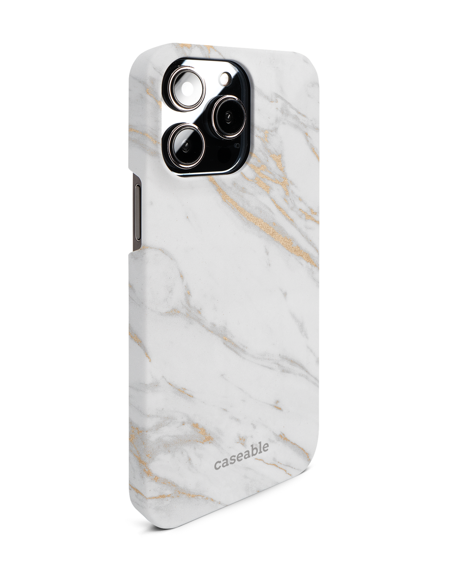 Gold Marble Elegance Hard Shell Phone Case for Apple iPhone 14 Pro Max: View from the left side