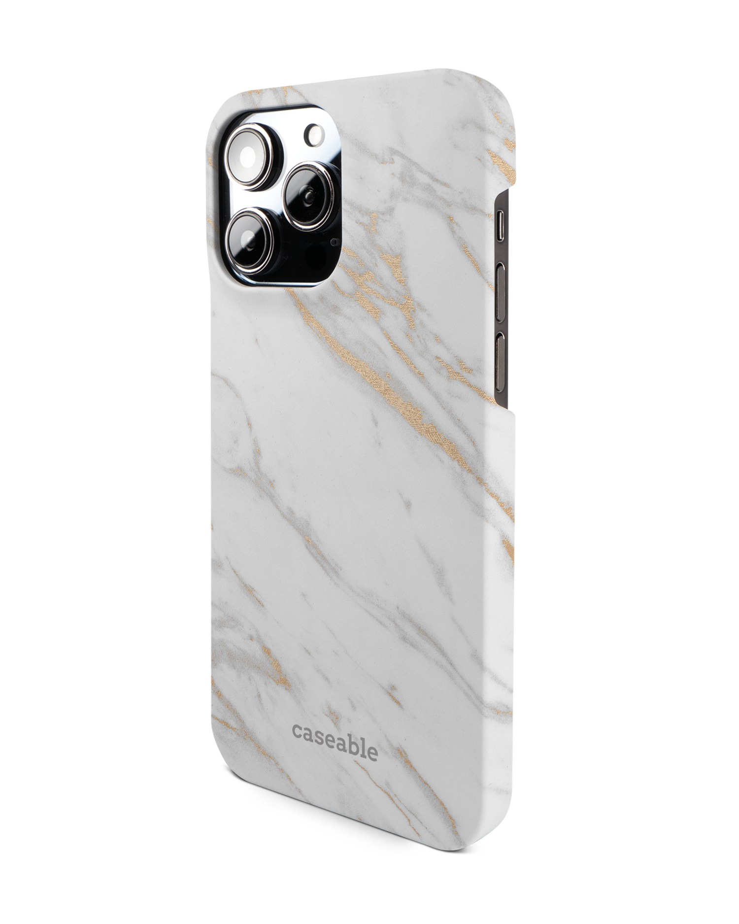 Gold Marble Elegance Hard Shell Phone Case for Apple iPhone 14 Pro Max: View from the right side