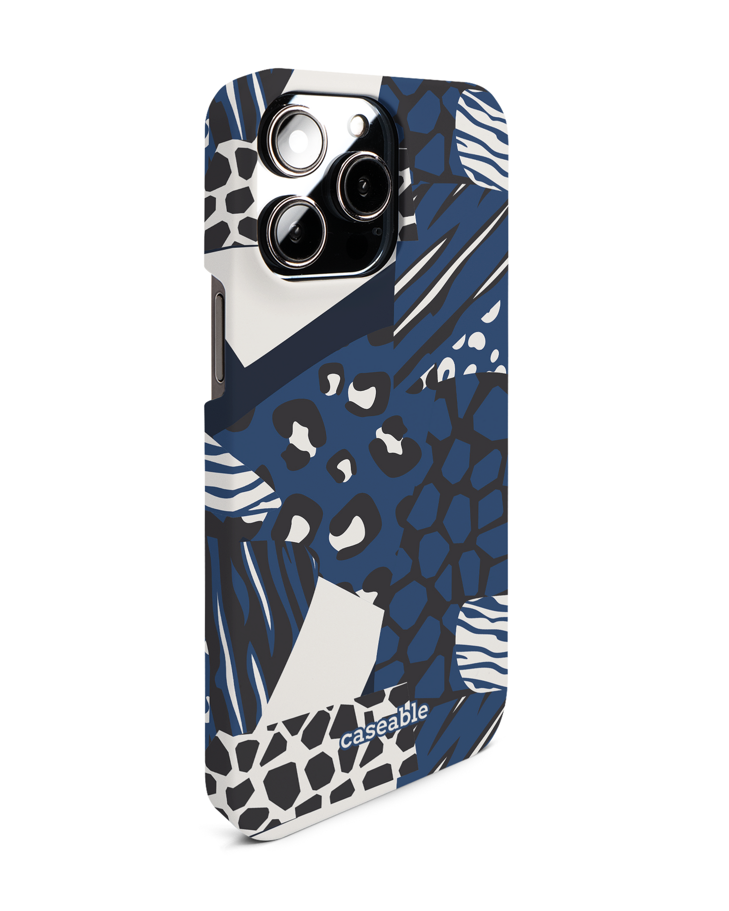 Animal Print Patchwork Hard Shell Phone Case for Apple iPhone 14 Pro Max: View from the left side
