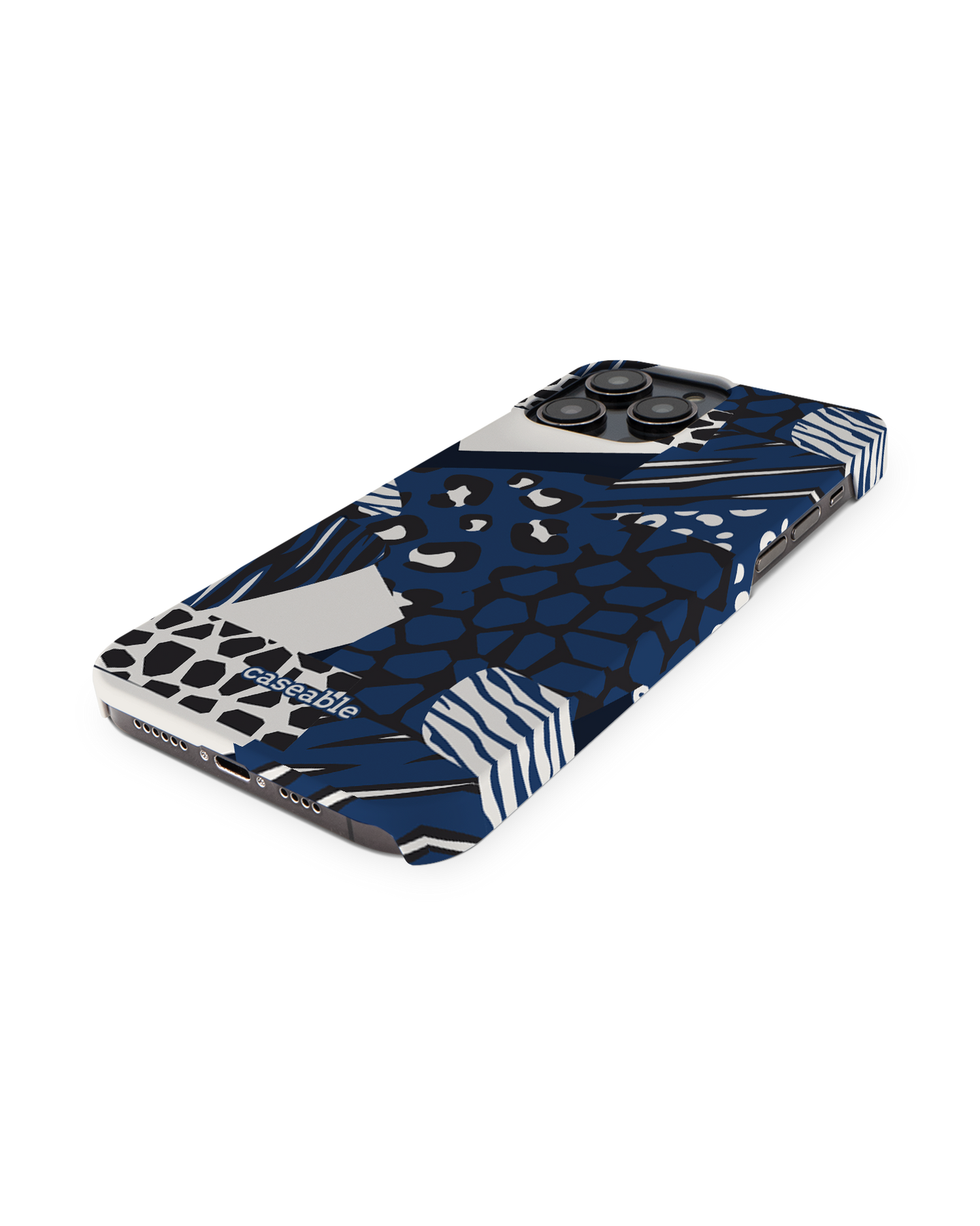 Animal Print Patchwork Hard Shell Phone Case for Apple iPhone 14 Pro Max: Perspective view