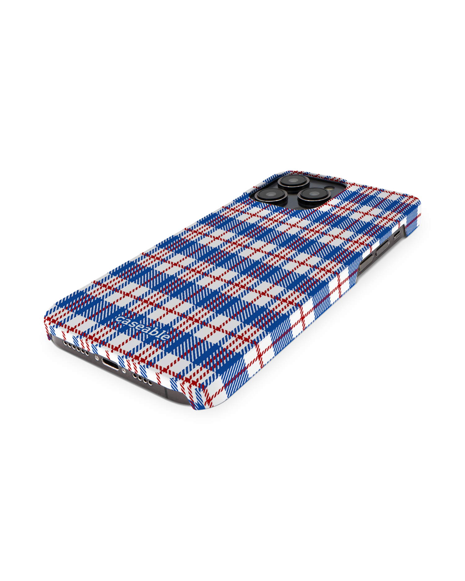 Plaid Market Bag Hard Shell Phone Case for Apple iPhone 14 Pro Max: Perspective view