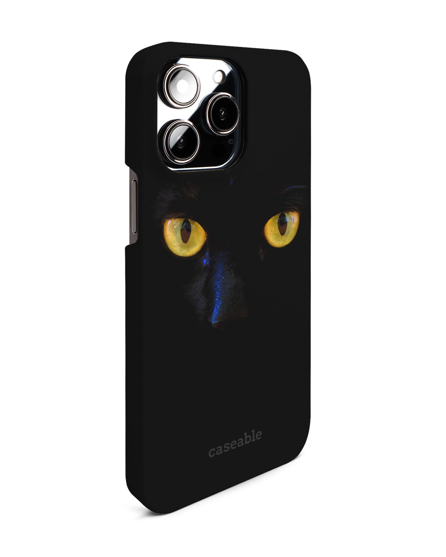 Black Cat Hard Shell Phone Case for Apple iPhone 14 Pro Max: View from the left side