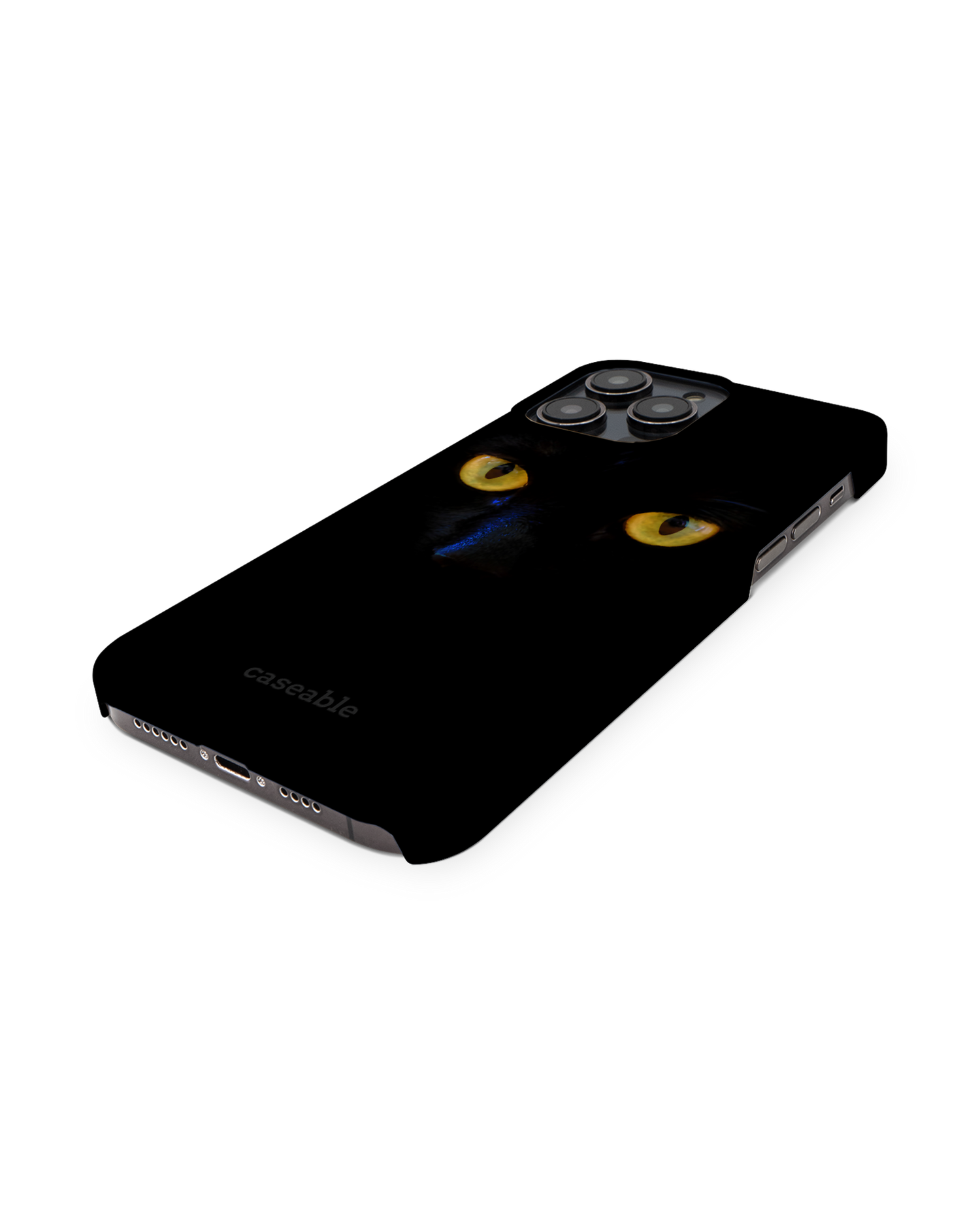 Black Cat Hard Shell Phone Case for Apple iPhone 14 Pro Max: Perspective view