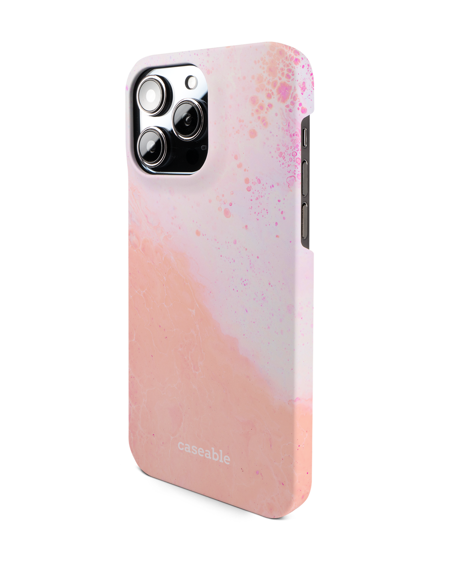 Peaches & Cream Marble Hard Shell Phone Case for Apple iPhone 14 Pro Max: View from the right side