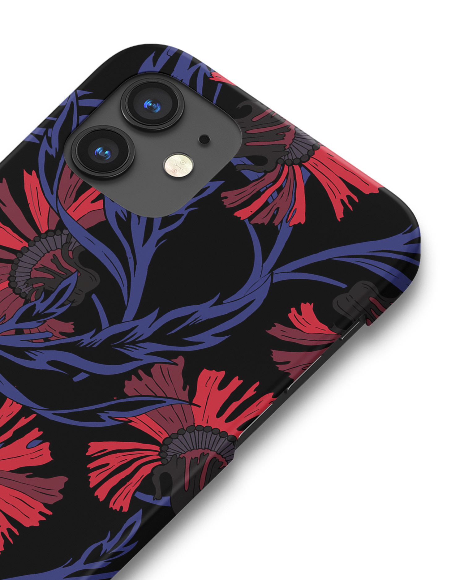 Midnight Floral Hard Shell Phone Case Apple iPhone 12 mini: Detail Shot