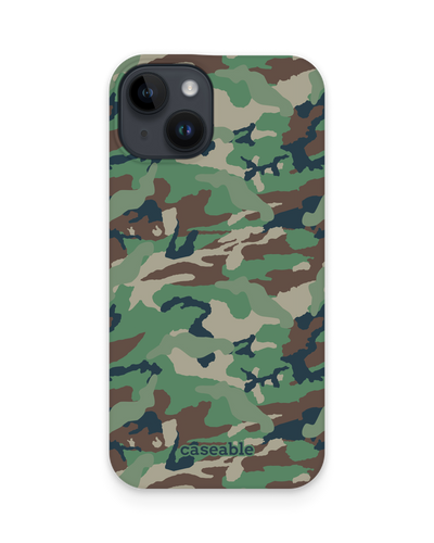 Green and Brown Camo Hard Shell Phone Case for Apple iPhone 14