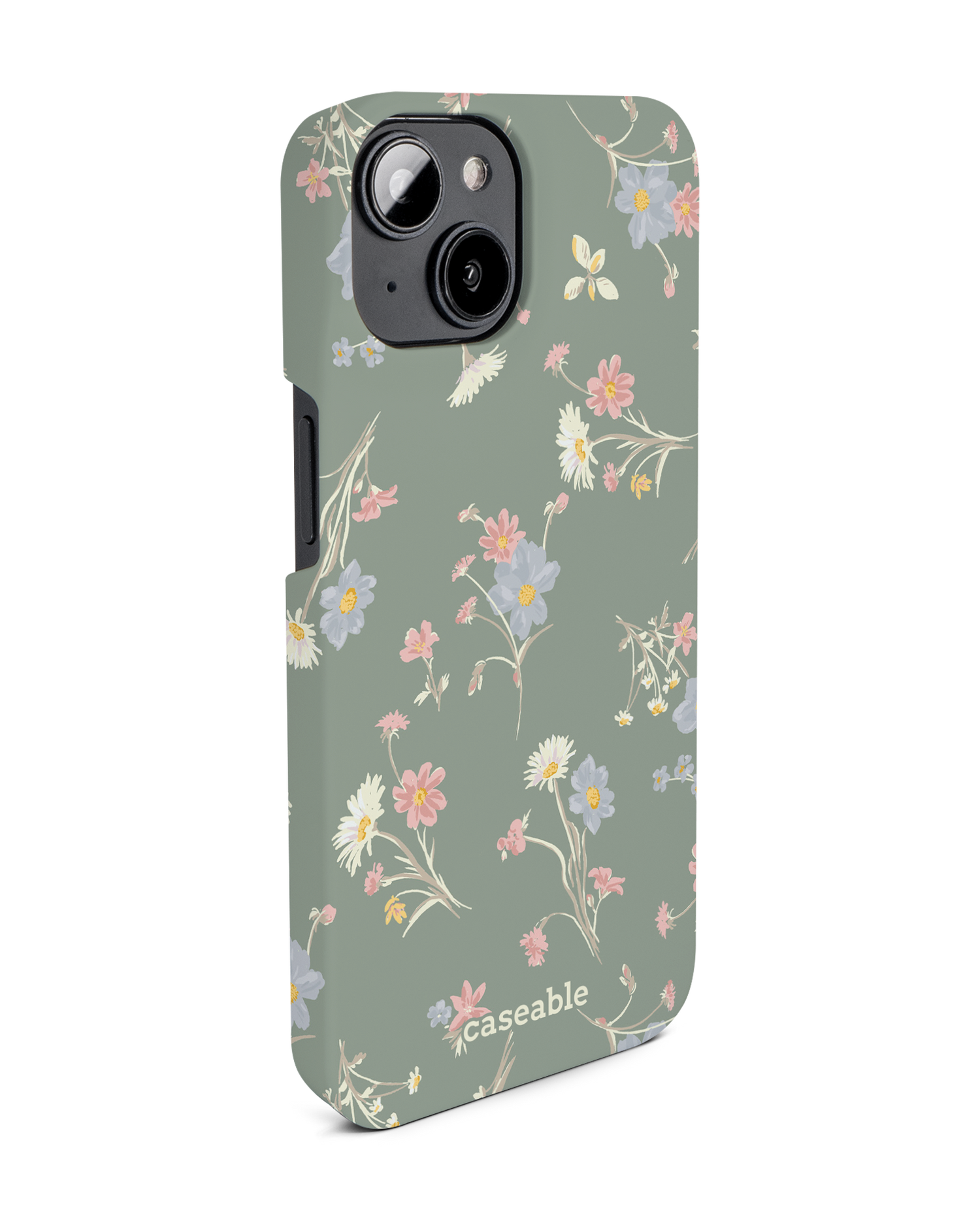 Wild Flower Sprigs Hard Shell Phone Case for Apple iPhone 14: View from the left side