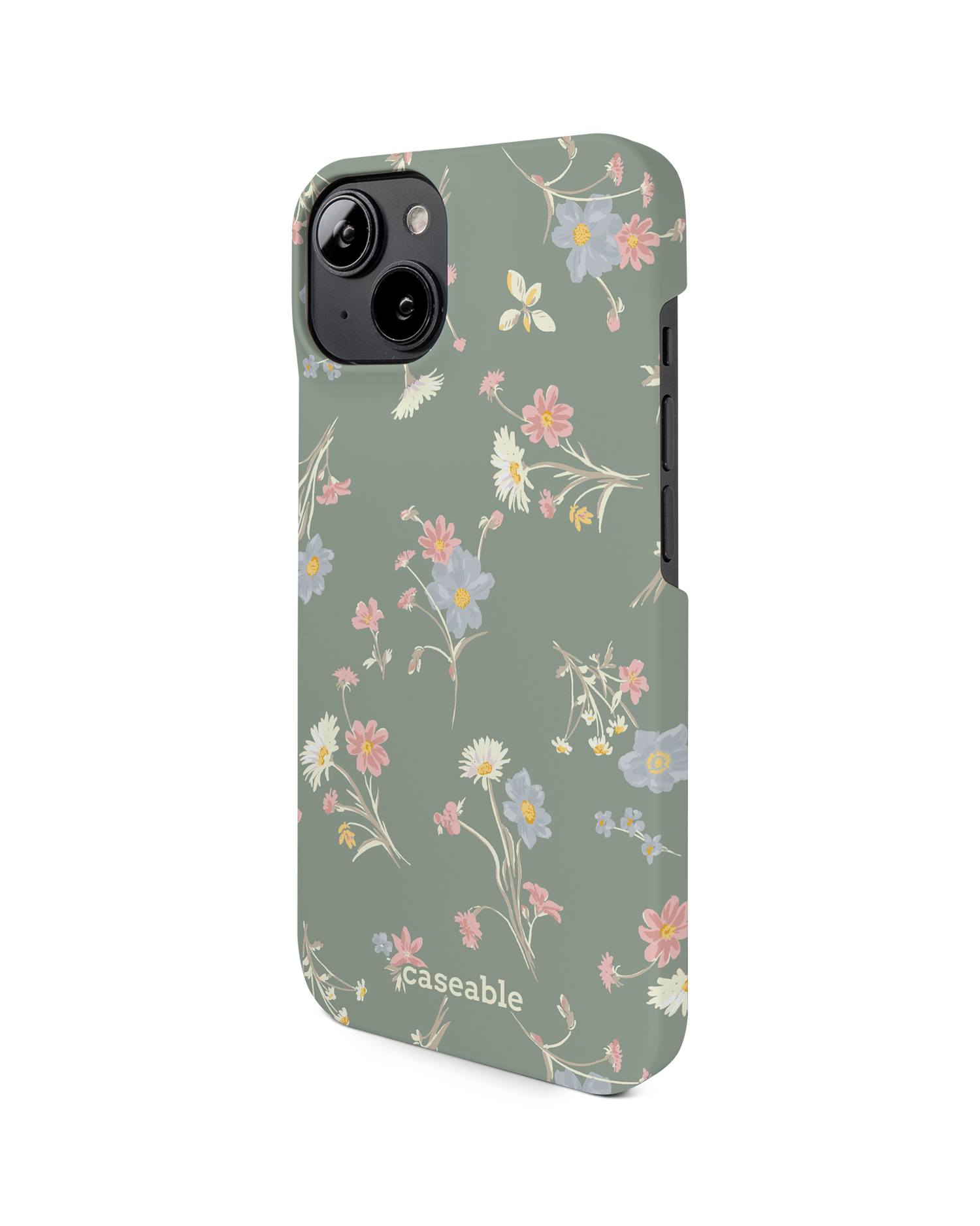 Wild Flower Sprigs Hard Shell Phone Case for Apple iPhone 14: View from the right side