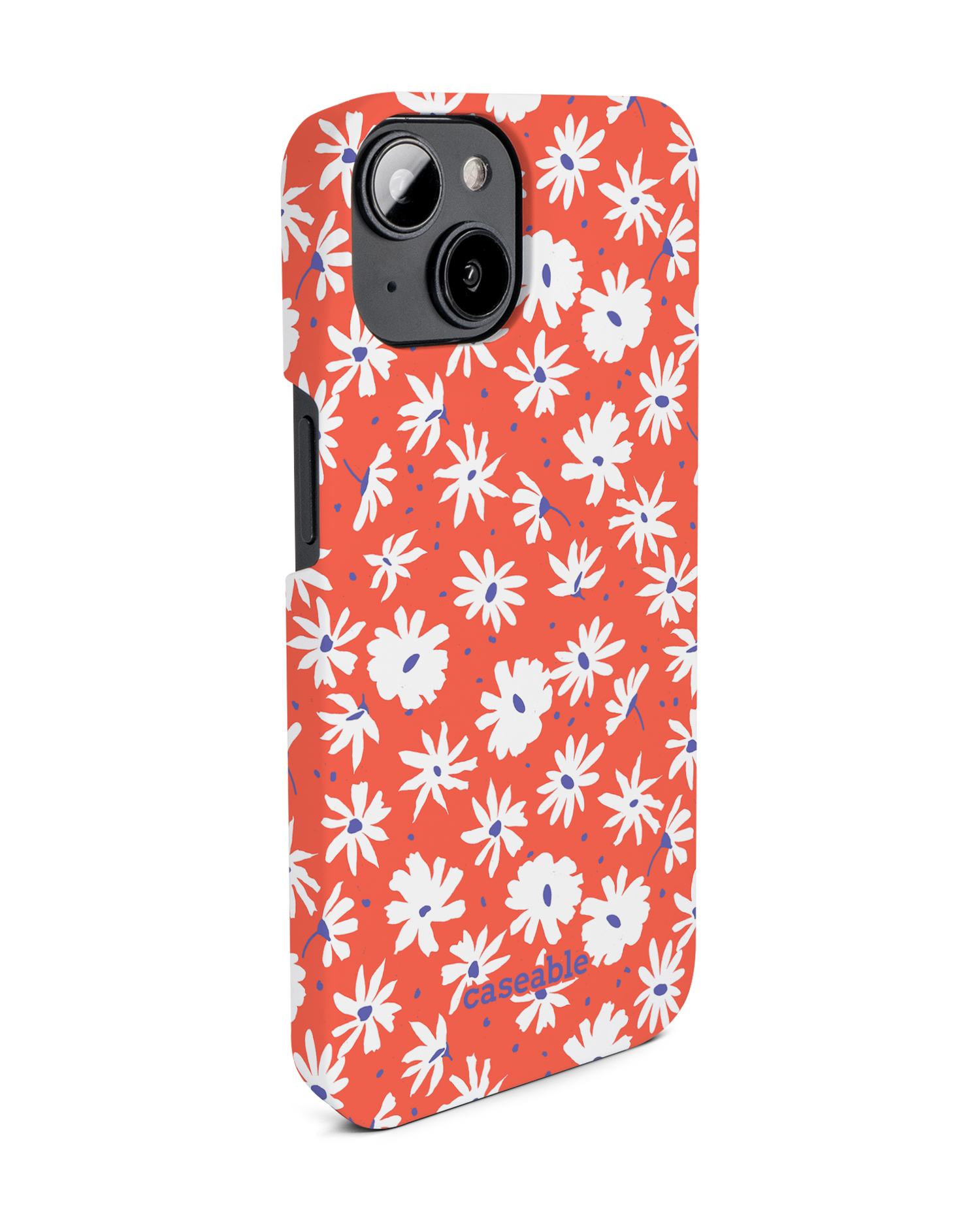 Retro Daisy Hard Shell Phone Case for Apple iPhone 14: View from the left side